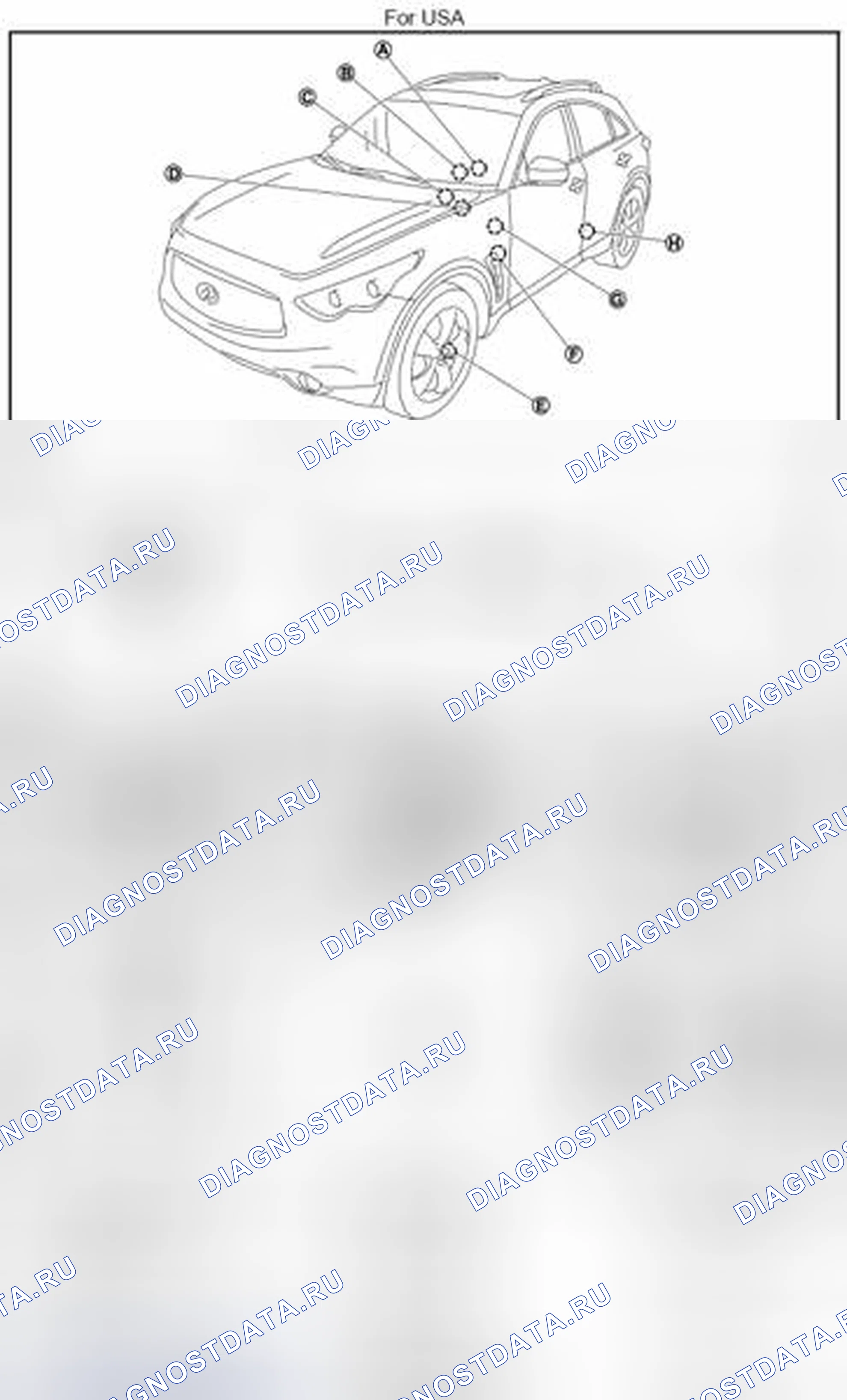 Рис. 1: Расположение компонентов. Infiniti FX37 II рестайлинг