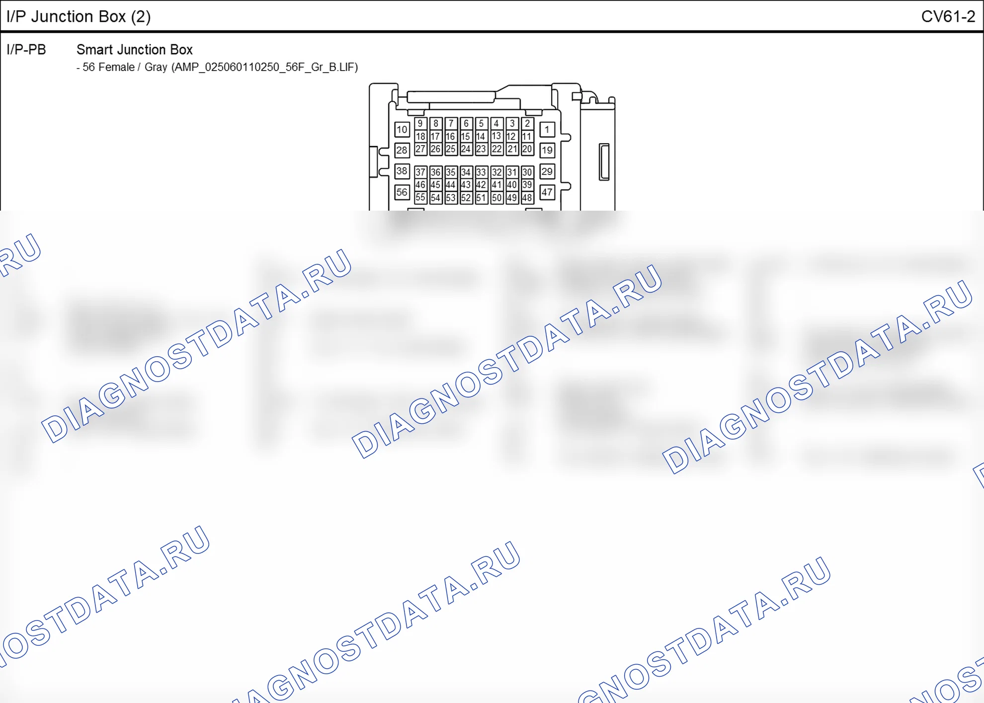 Распиновка разъёма CV61-2 — i/p junction box. Hyundai GRAND i10/Xcent BA