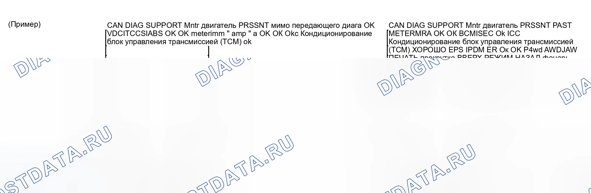 Рис. 15: ОПИСАНИЕ ЭКРАНА " CAN DIAG SUPPORT Mntr " ДЛЯ блок управления двигателем. Honda Logo I