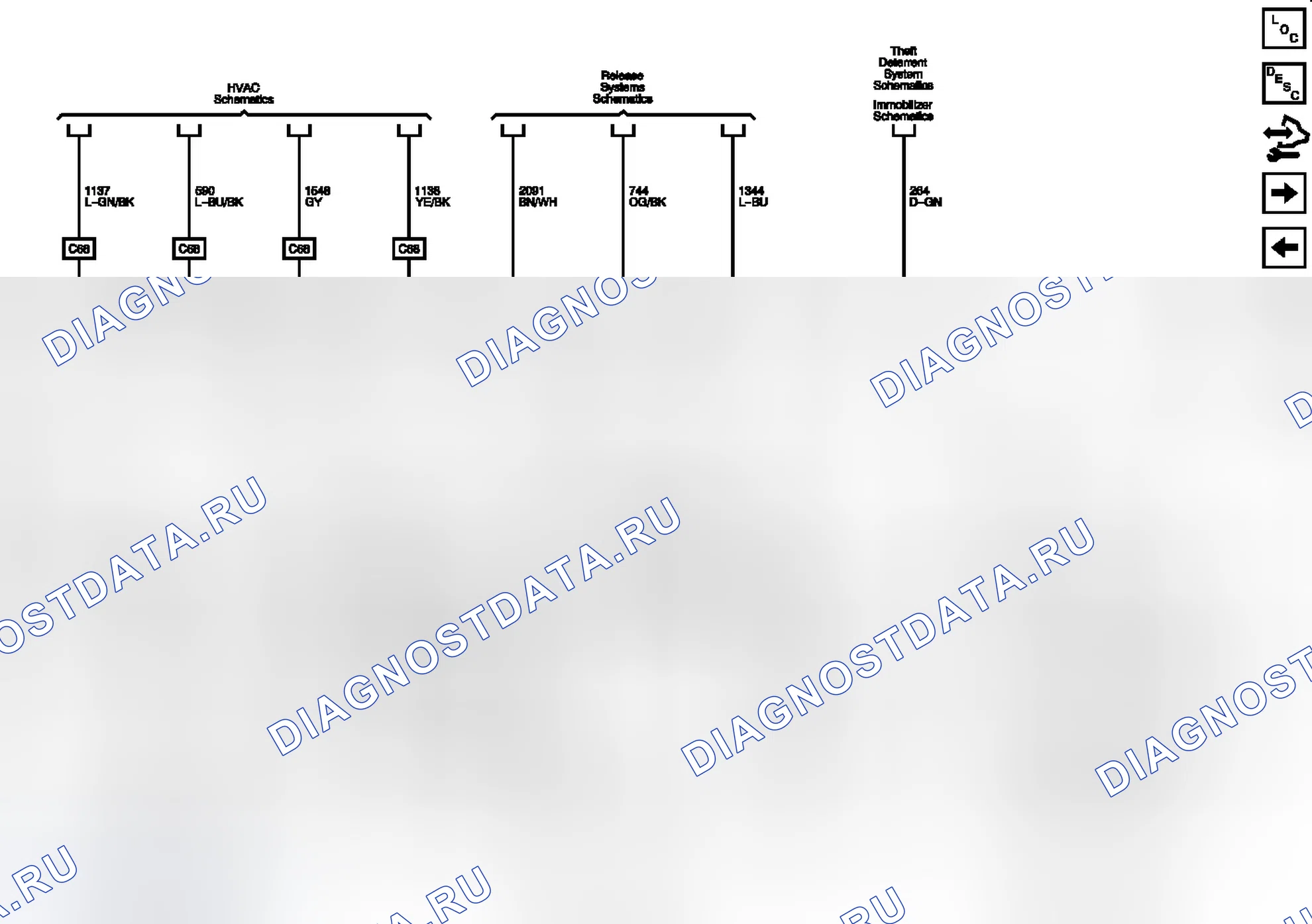 Рис. 4: Ссылки на подсистемы (1 из 3) Схемы подключения. Chevrolet Malibu VIII
