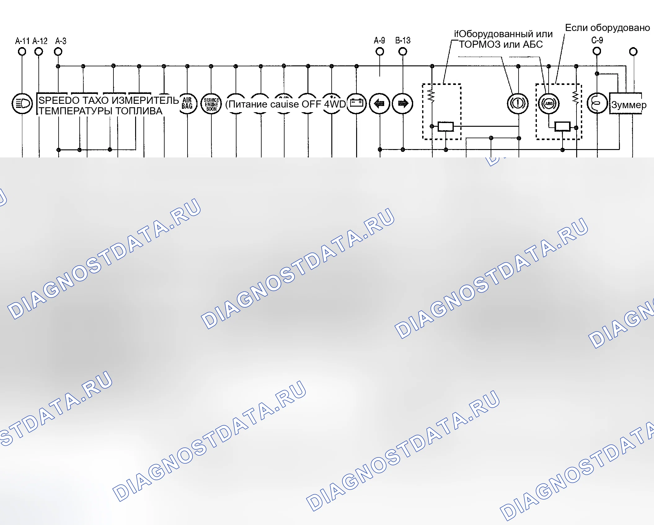 Рис. 1: СХЕМА КОМБИНИРОВАННОГО ИЗМЕРИТЕЛЬНОГО ПРИБОРА. Suzuki Vitara I