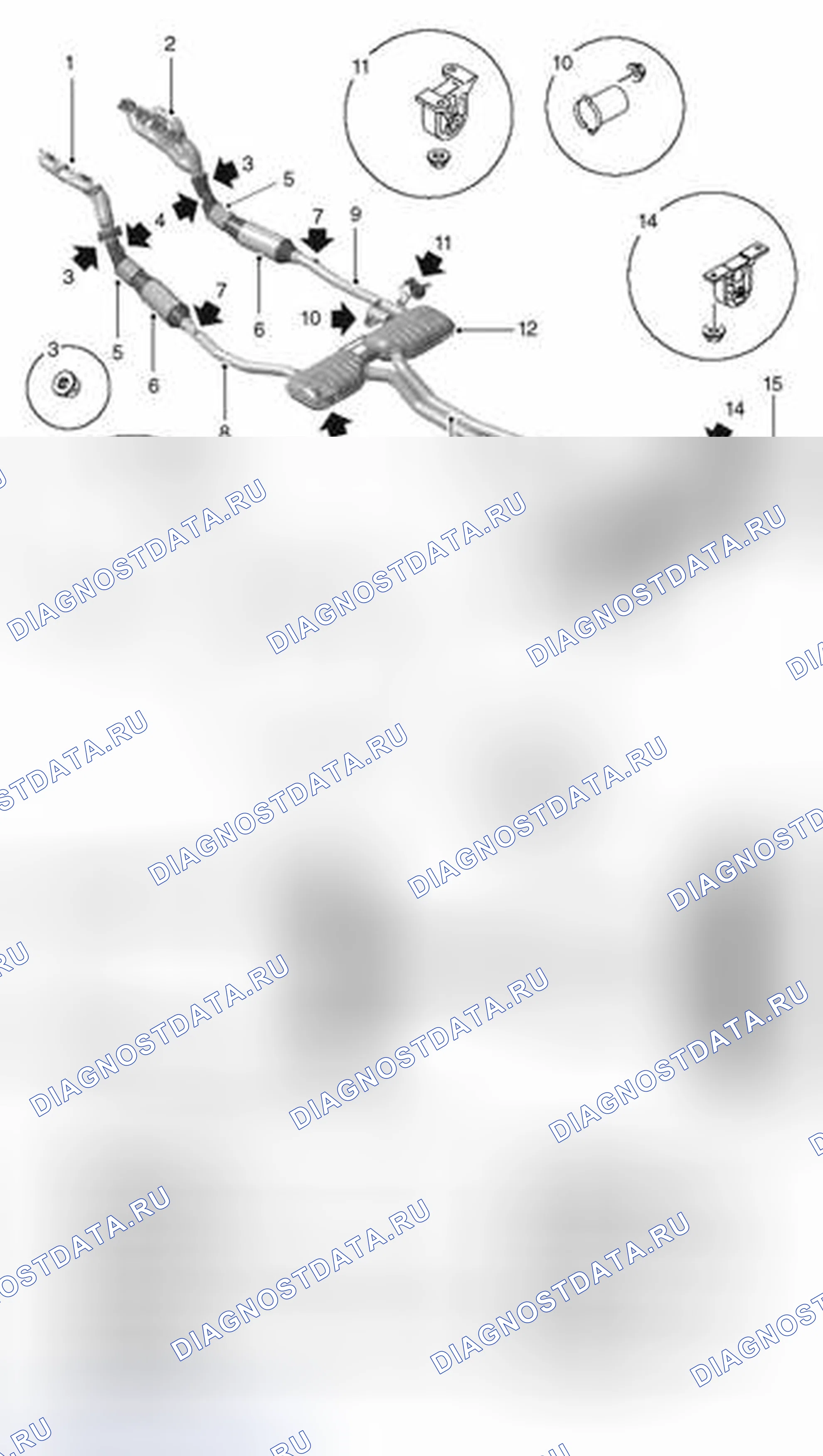 Рис. 37: КОМПОНОВКА КОМПОНЕНТОВ ВЫХЛОПНОЙ СИСТЕМЫ. Land Rover Range Rover III
