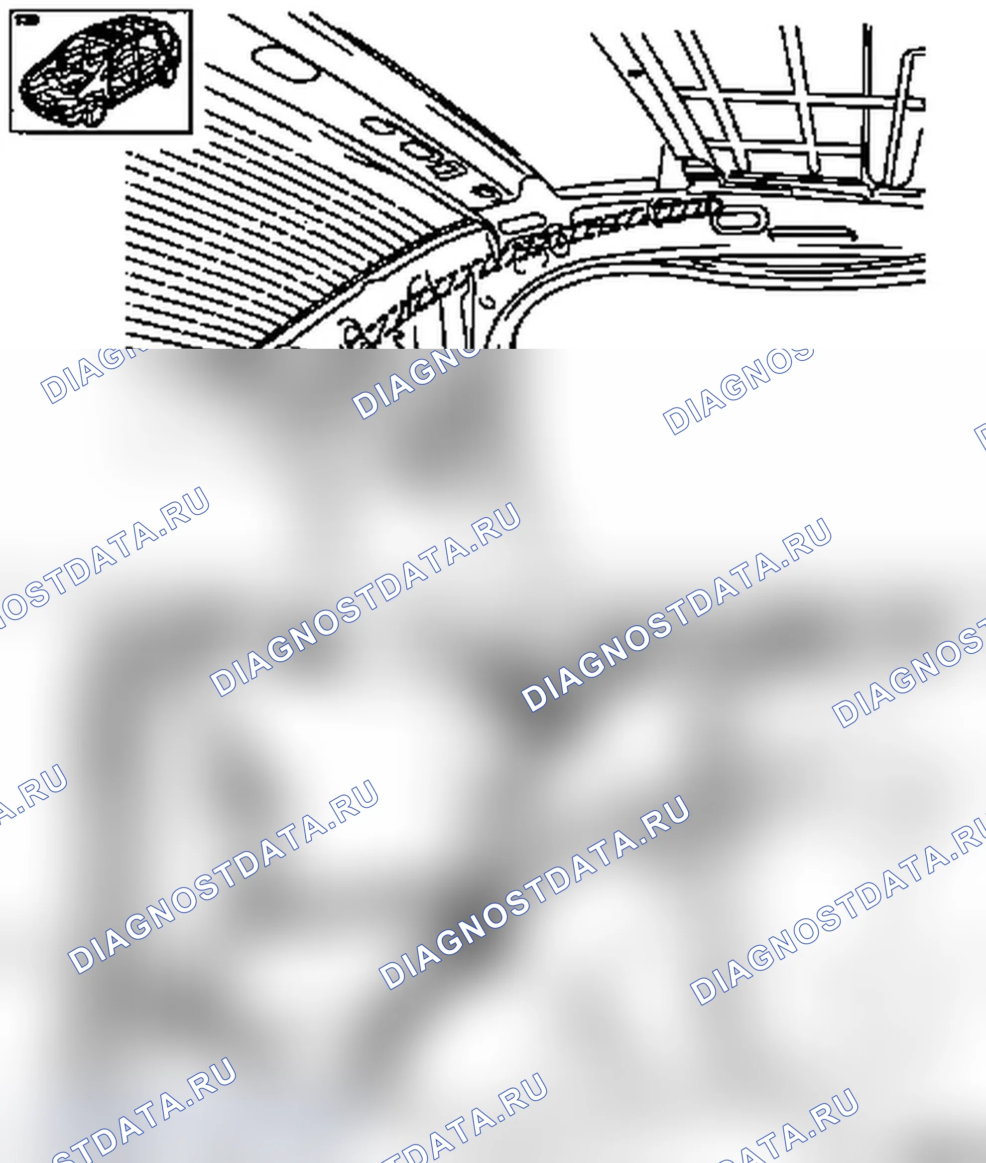 Демонтаж и установка водосточного шланга сзади (модель F69, F07). Opel Astra G