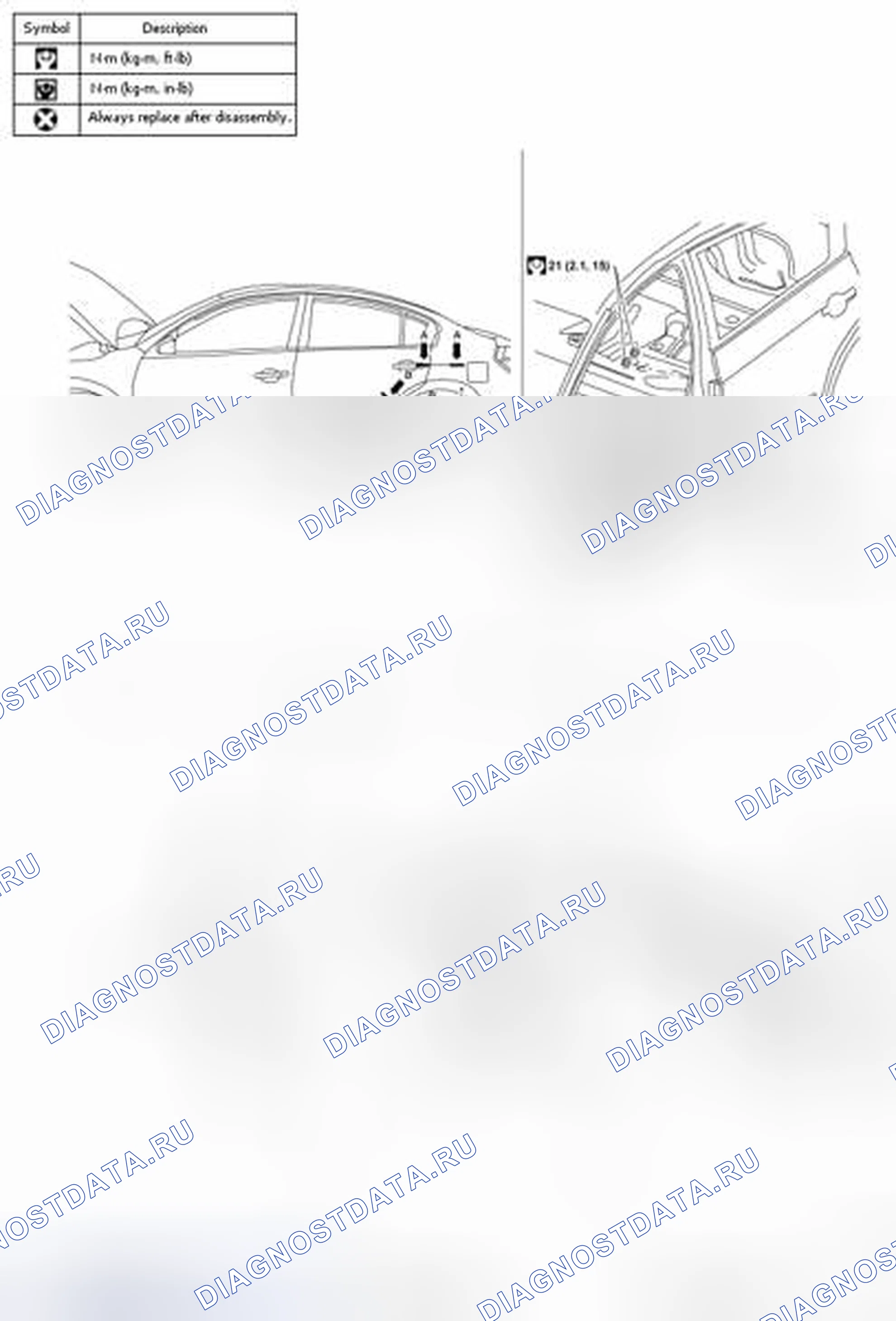 Рис. 236: РЕГУЛИРОВКА замков дверей и противоугонной системы. Nissan Altima L32