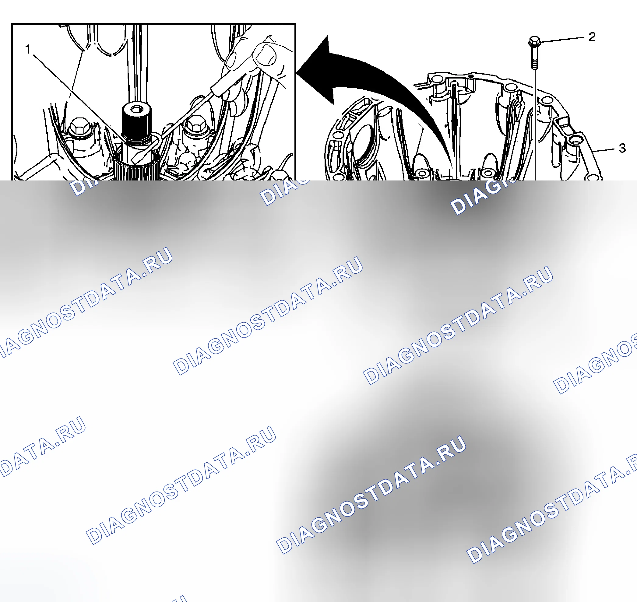 Рис. 173: Корпус гидротрансформатора с демонтажем жидкостного насоса (6L50). Cadillac CTS II