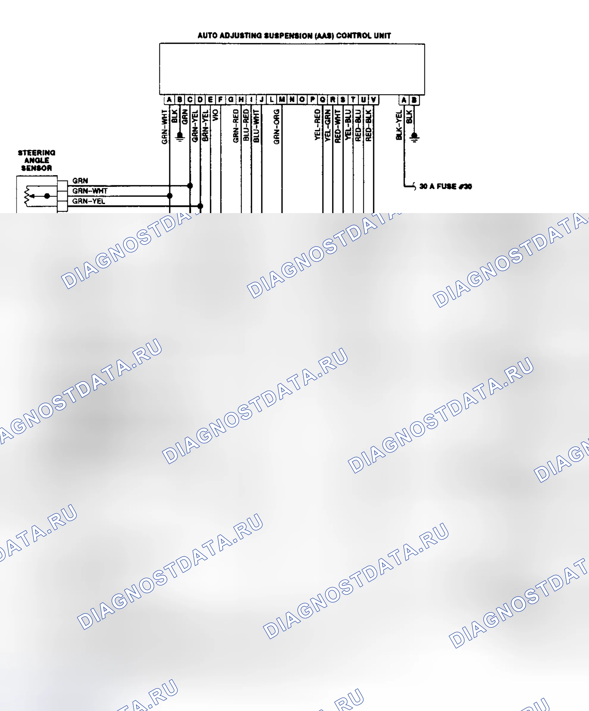 Рис. 8: Схема подключения автоматической регулировки подвески Mazda 929 (AAS). Mazda 929 HC