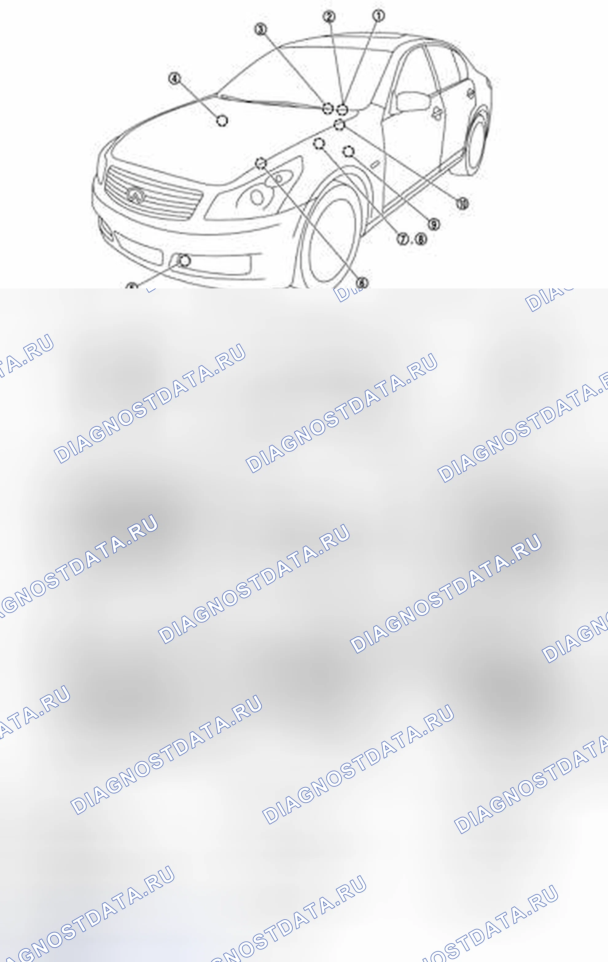 Рис. 30: Расположение компонентов. Infiniti G35 IV