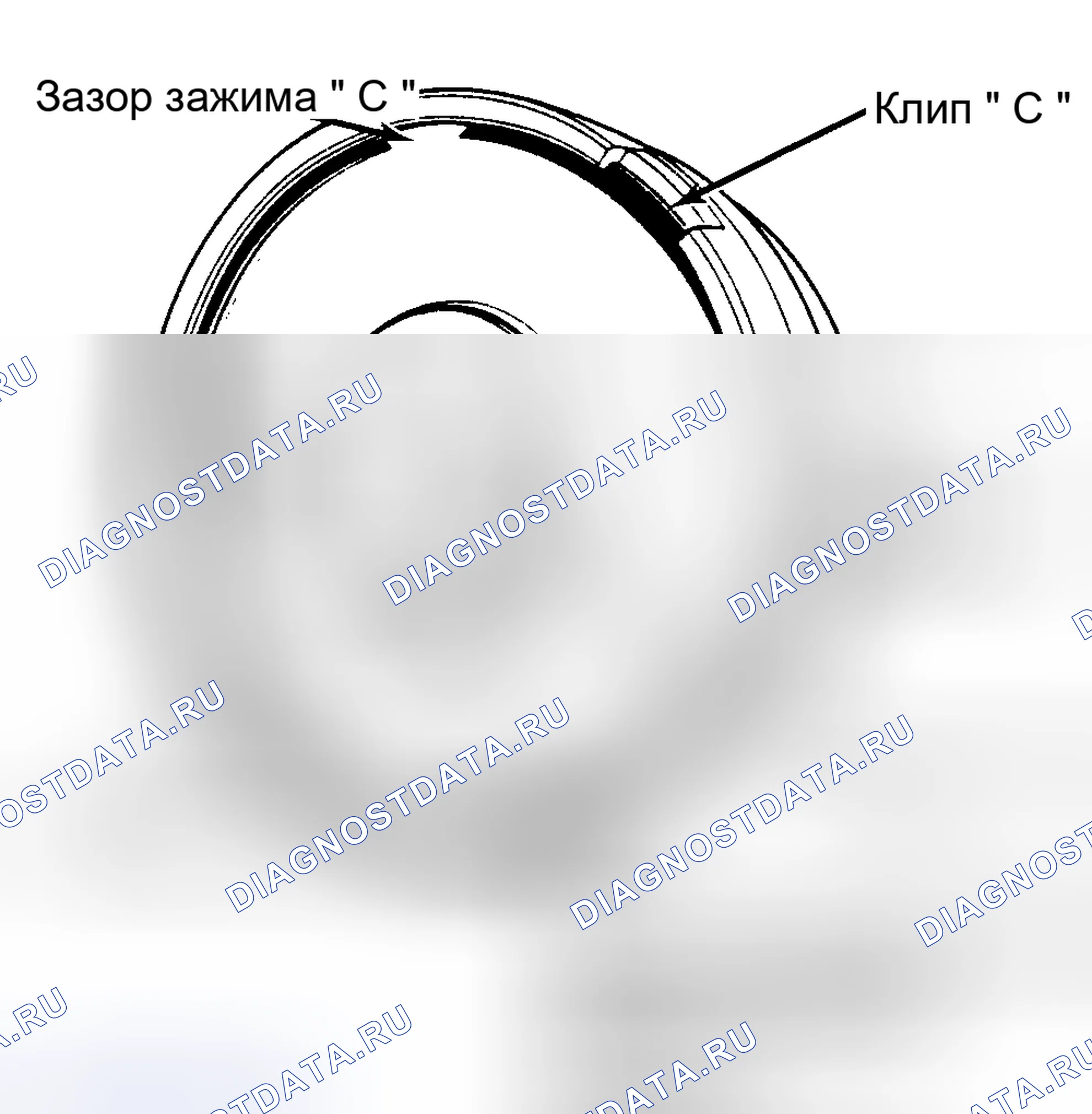 Рис. 12: Идентификация установки зажима сцепления E1 " C " и расположения масляного отверстия. Renault Fuego I