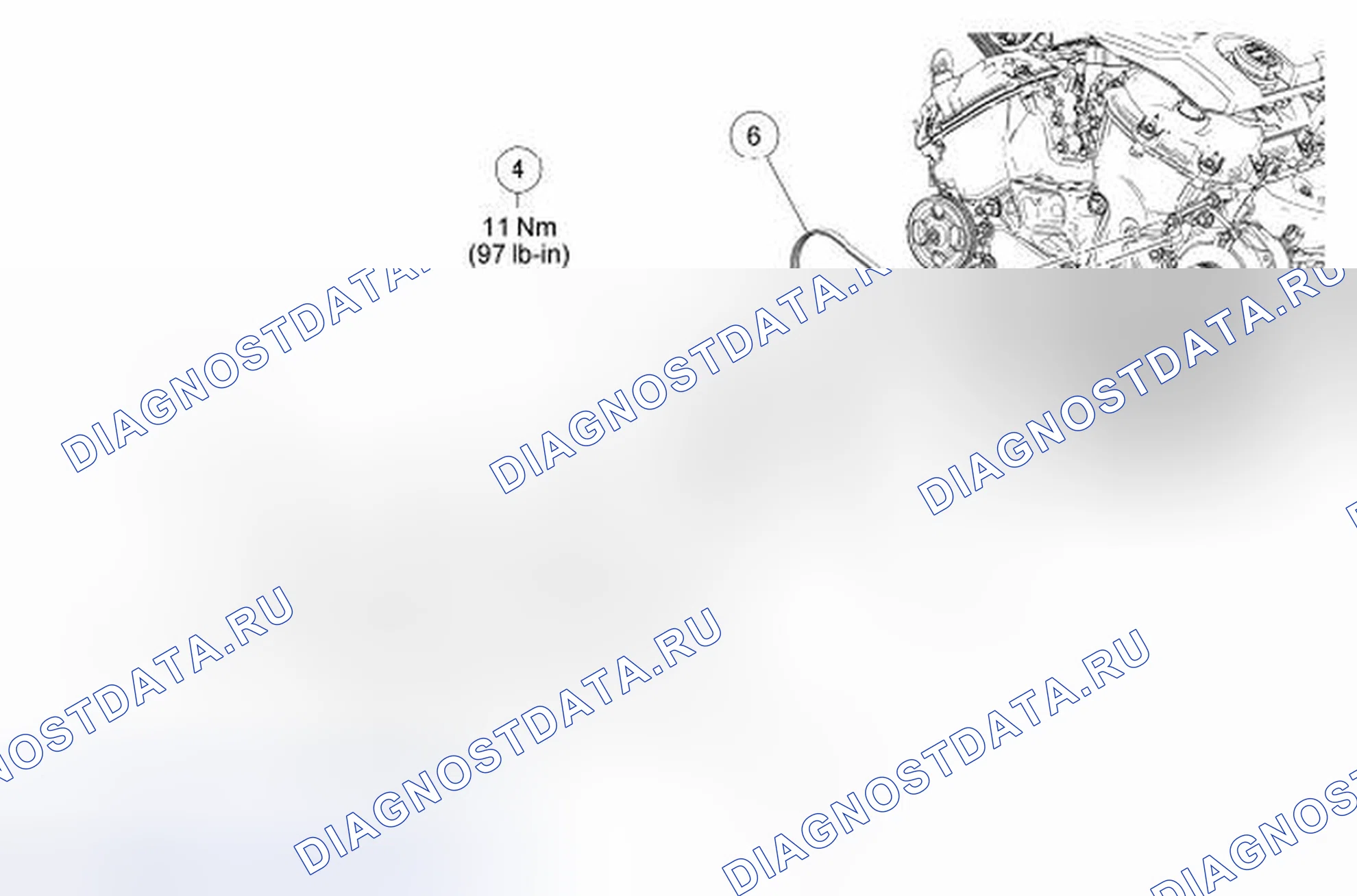 Рис. 9: Передний привод (FEAD) - разнесенный вид. Hyundai Lafesta I
