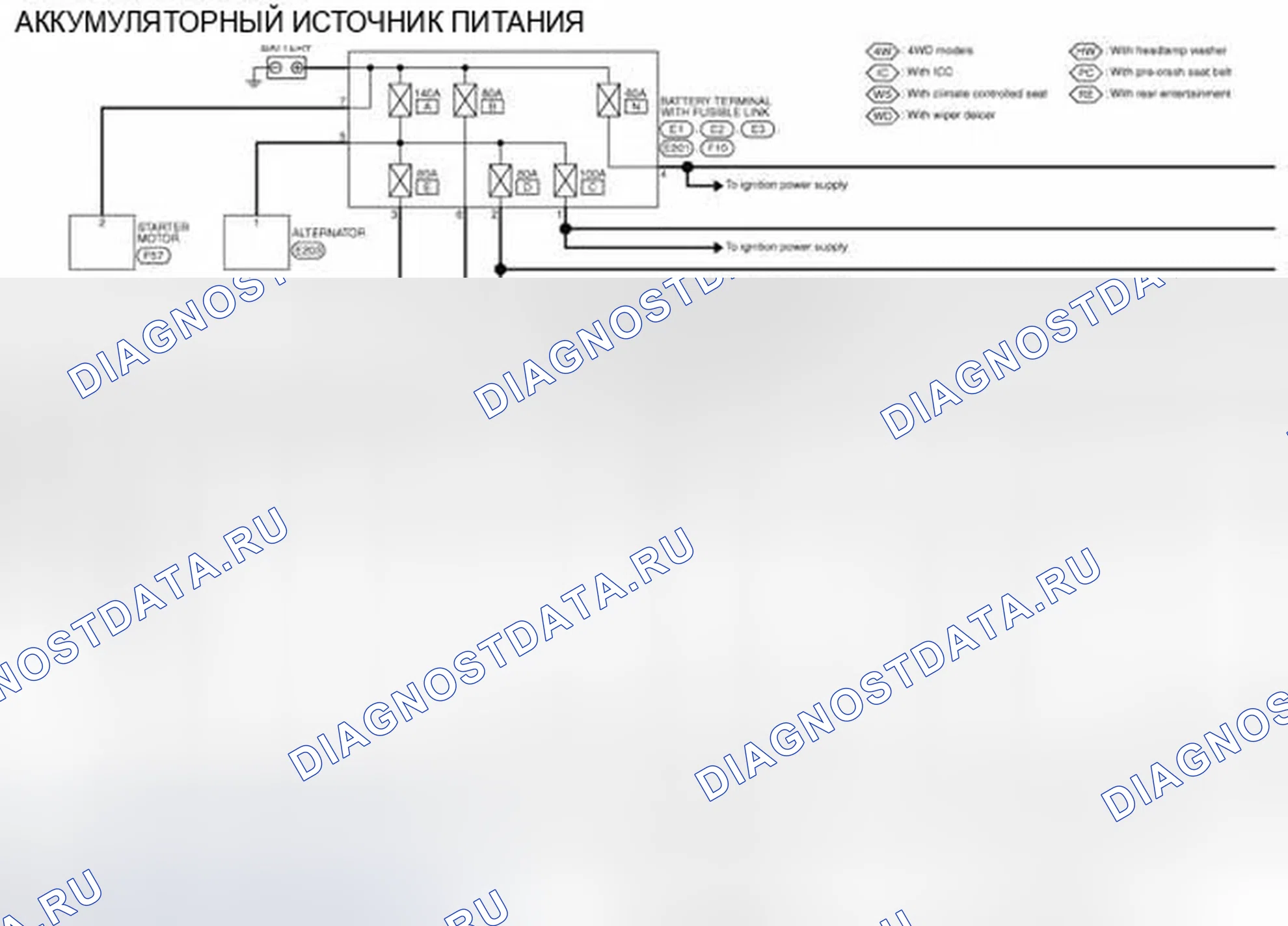 Рис. 11: электросхема - ПИТАНИЕ ОТ АККУМУЛЯТОРНОЙ БАТАРЕИ. Infiniti QX56 II