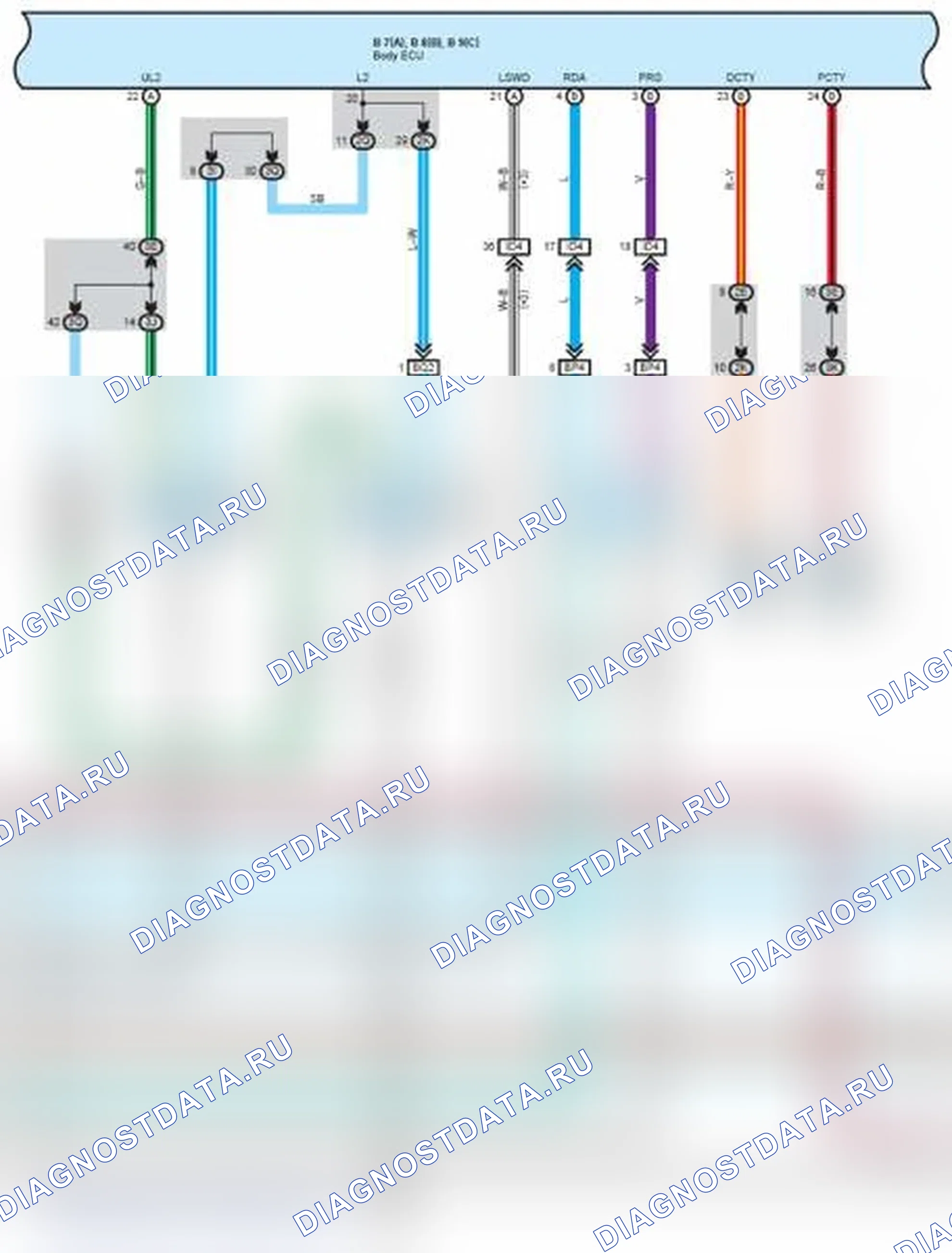 Рис. 96: электросхема системы мультиплексной связи (BEAN) (15 из 20). Toyota Land Cruiser 100 рестайлинг 2