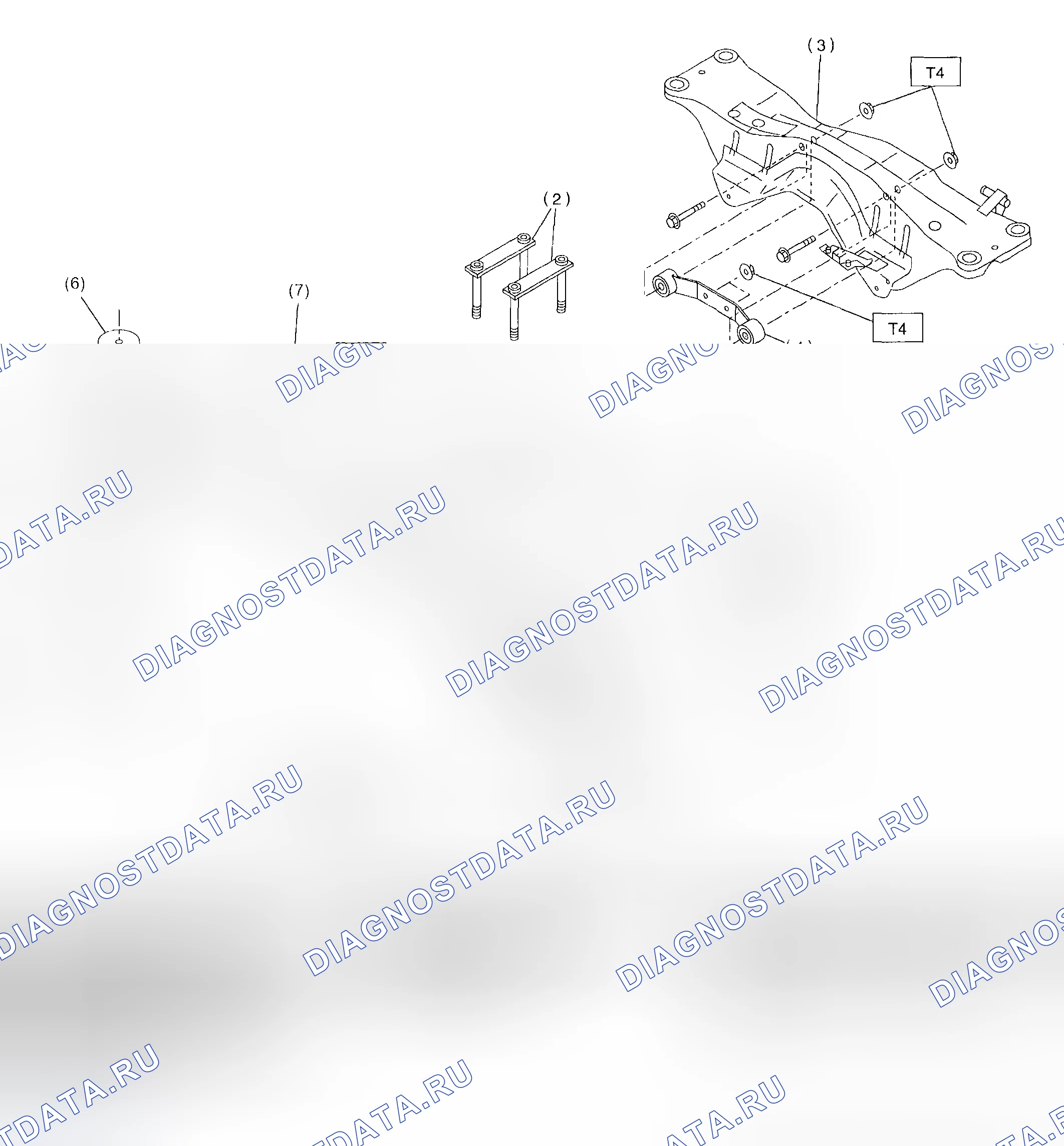 Рис. 87: СИСТЕМА МОНТАЖА ЗАДНЕГО ДИФФЕРЕНЦИАЛА. Subaru Impreza WRX GD/GG рестайлинг