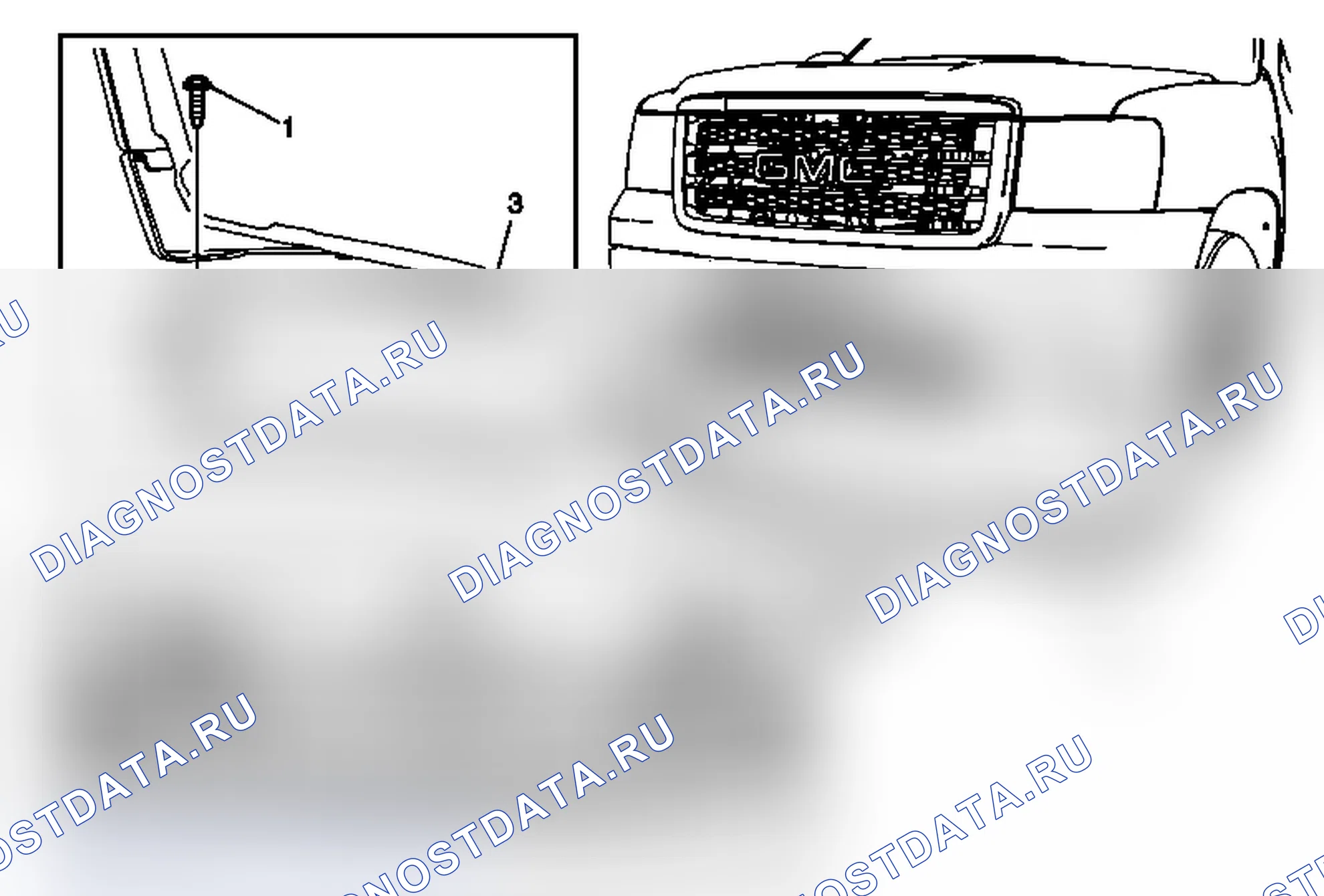 Рис. 68: Замена удлинителя дефлектора переднего воздуха (GMC). GMC Sierra 2500 HD 