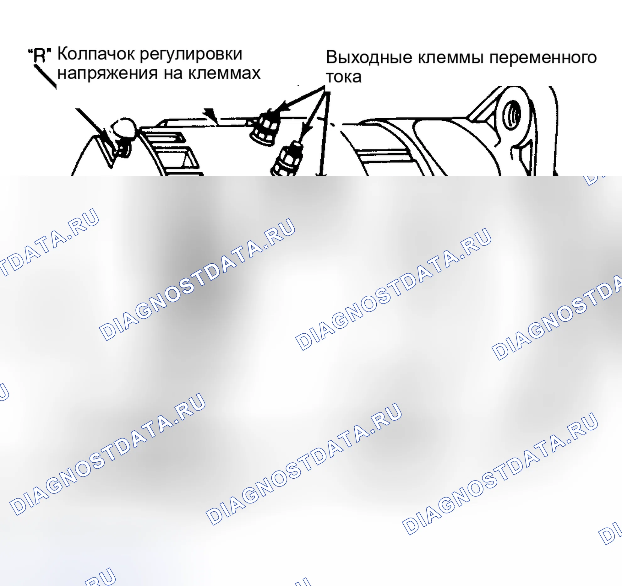 Рис. 9: Определение местоположения выводов Delcotron Только для 27SI генератора переменного тока большой мощности.. Pontiac Grand Prix IV