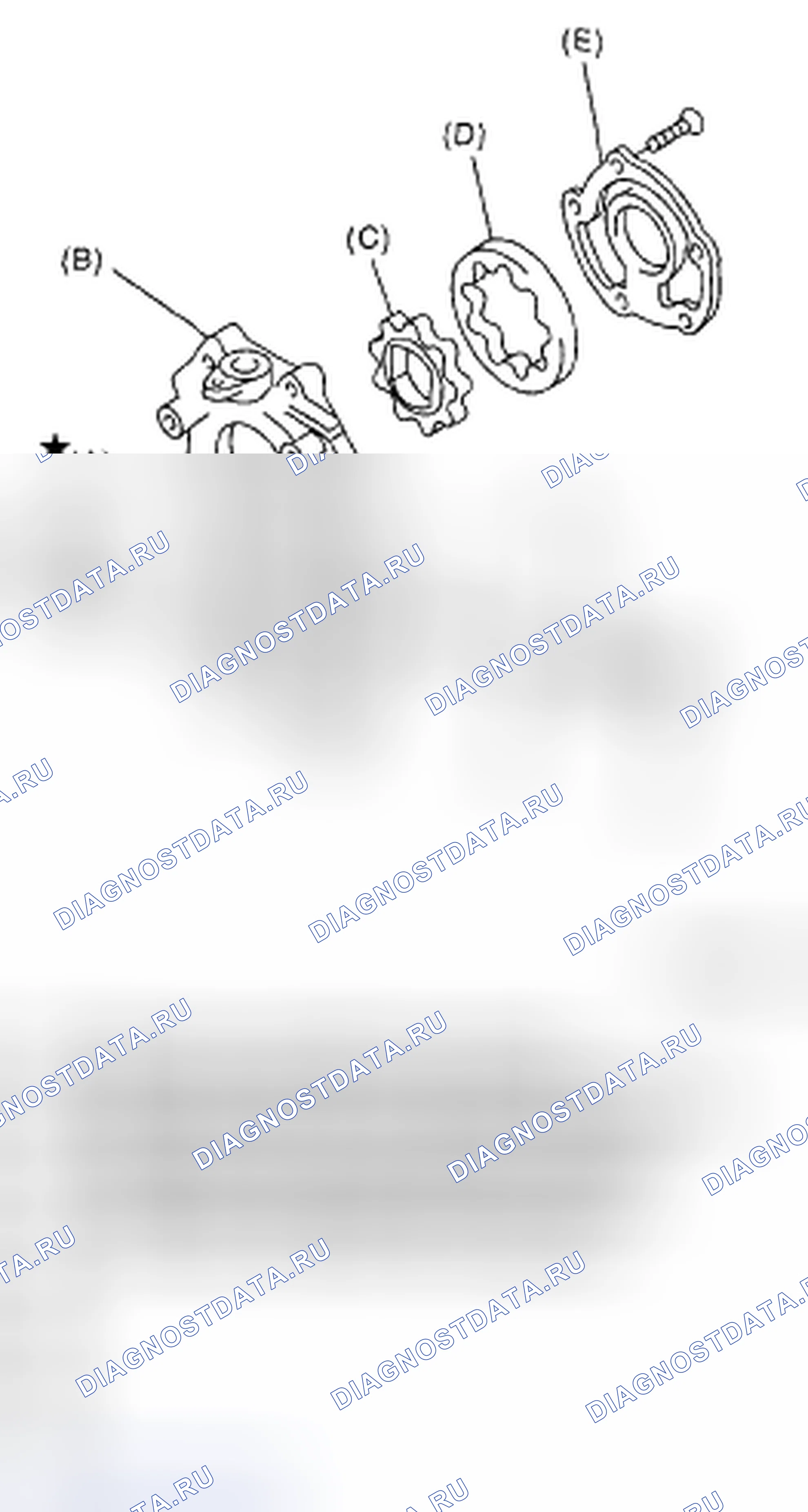 Рис. 21: Разнесенный вид масляного насоса. Subaru Impreza WRX GD/GG рестайлинг 2