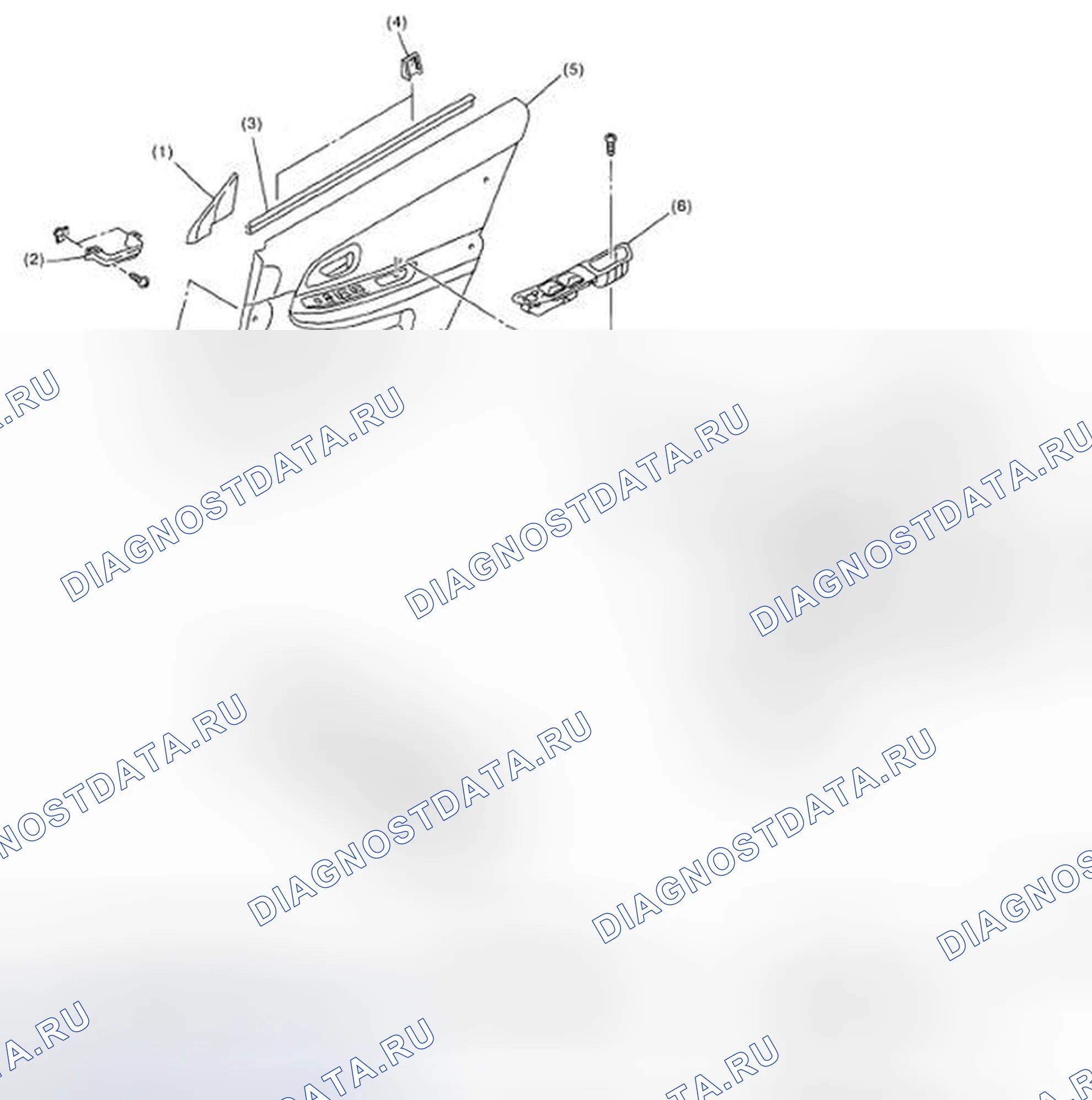Рис. 29: Разнесенный вид дверной отделки. Subaru Impreza GD/GC/GG рестайлинг 2