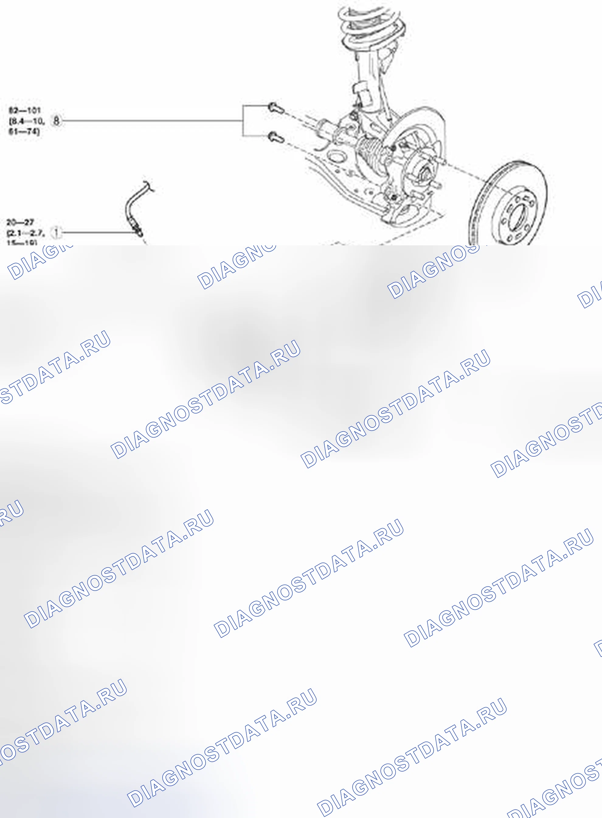 Рис. 9: ДЕМОНТАЖ / МОНТАЖ ПЕРЕДНИХ ТОРМОЗНЫХ ДИСКОВ [Mzr 2.0, SKYACTIV-G 2,0, Мзр 2.5]. Mazda 3 BL рестайлинг