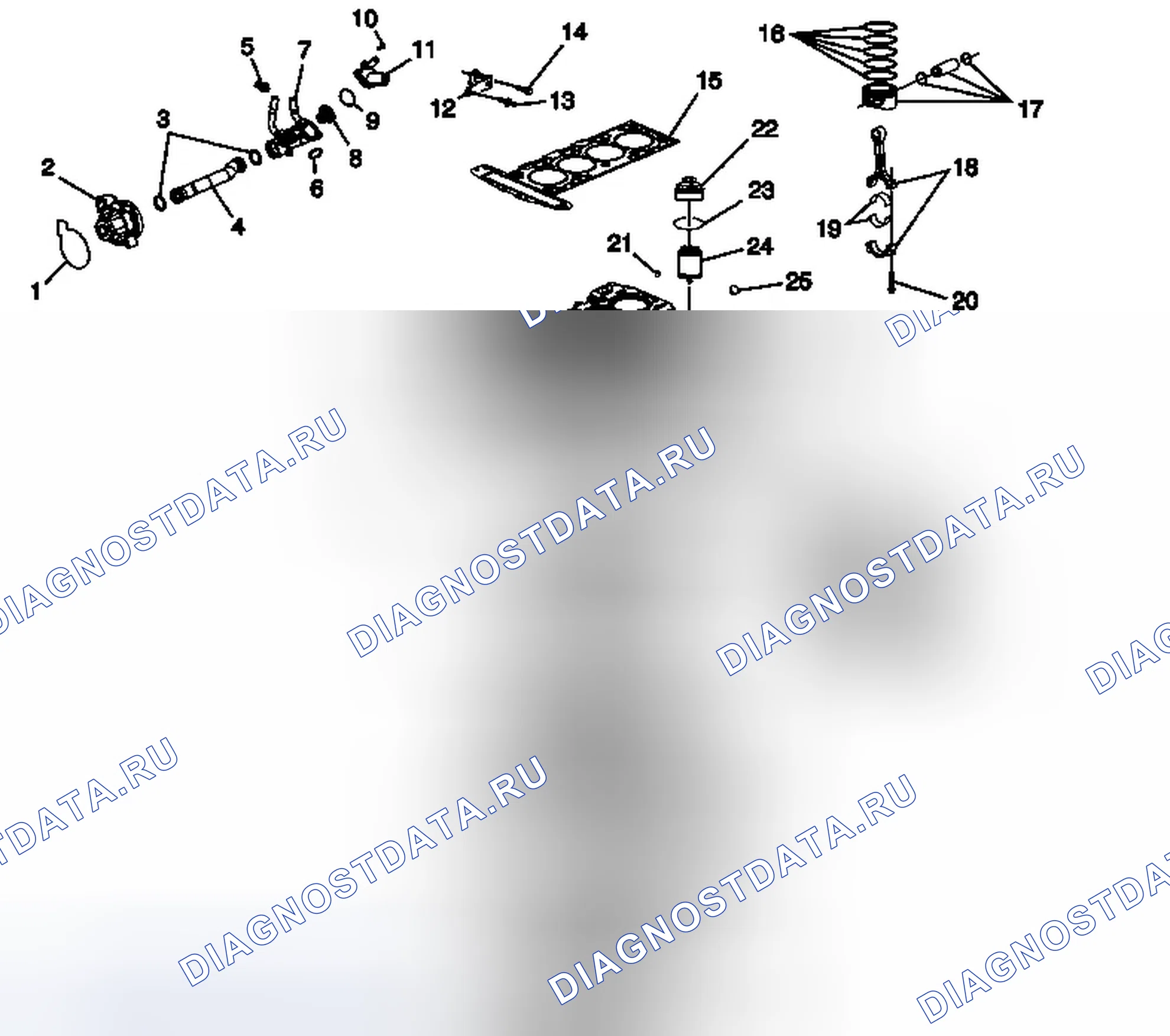 Рис. 34: Блок двигателя и его компоненты. Chevrolet Equinox II
