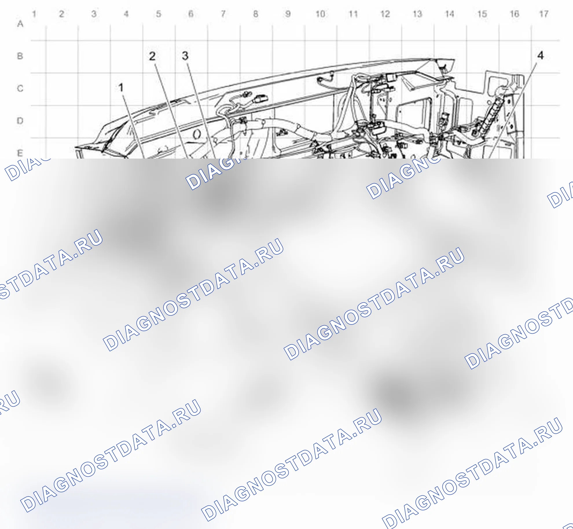 Рис. 10: Прокладка кабелей приборной панели - пассажирский салон. Chevrolet Express G1500 
