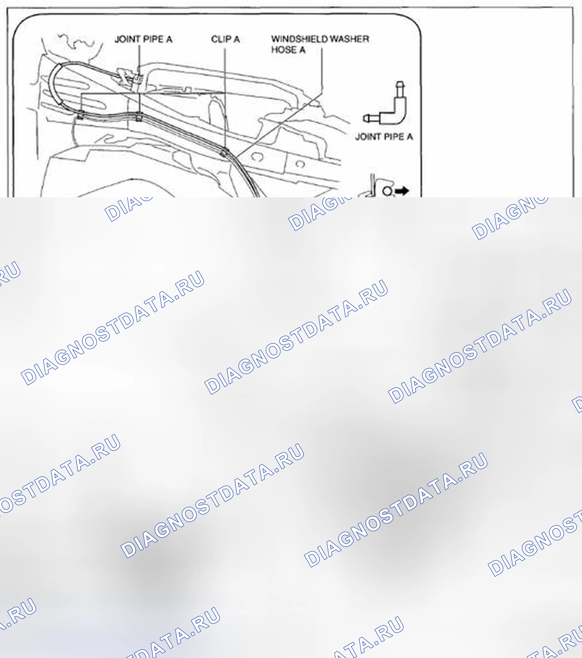 Рис. 11: ДЕМОНТАЖ / МОНТАЖ ШЛАНГА ОМЫВАТЕЛЯ ВЕТРОВОГО СТЕКЛА. Mazda CX-5 I