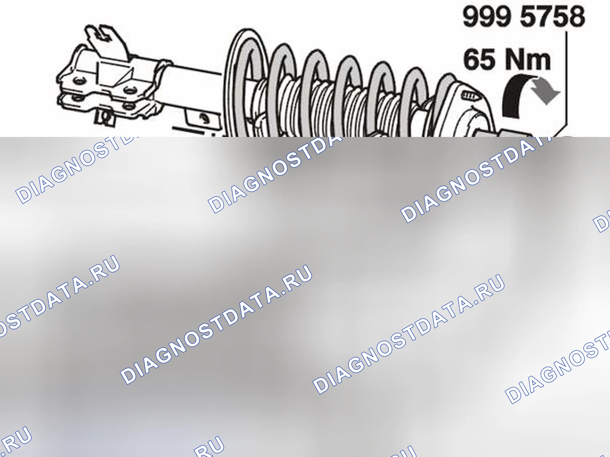 Рис. 19: Сборка пружинной стойки. Volvo S40 I рестайлинг