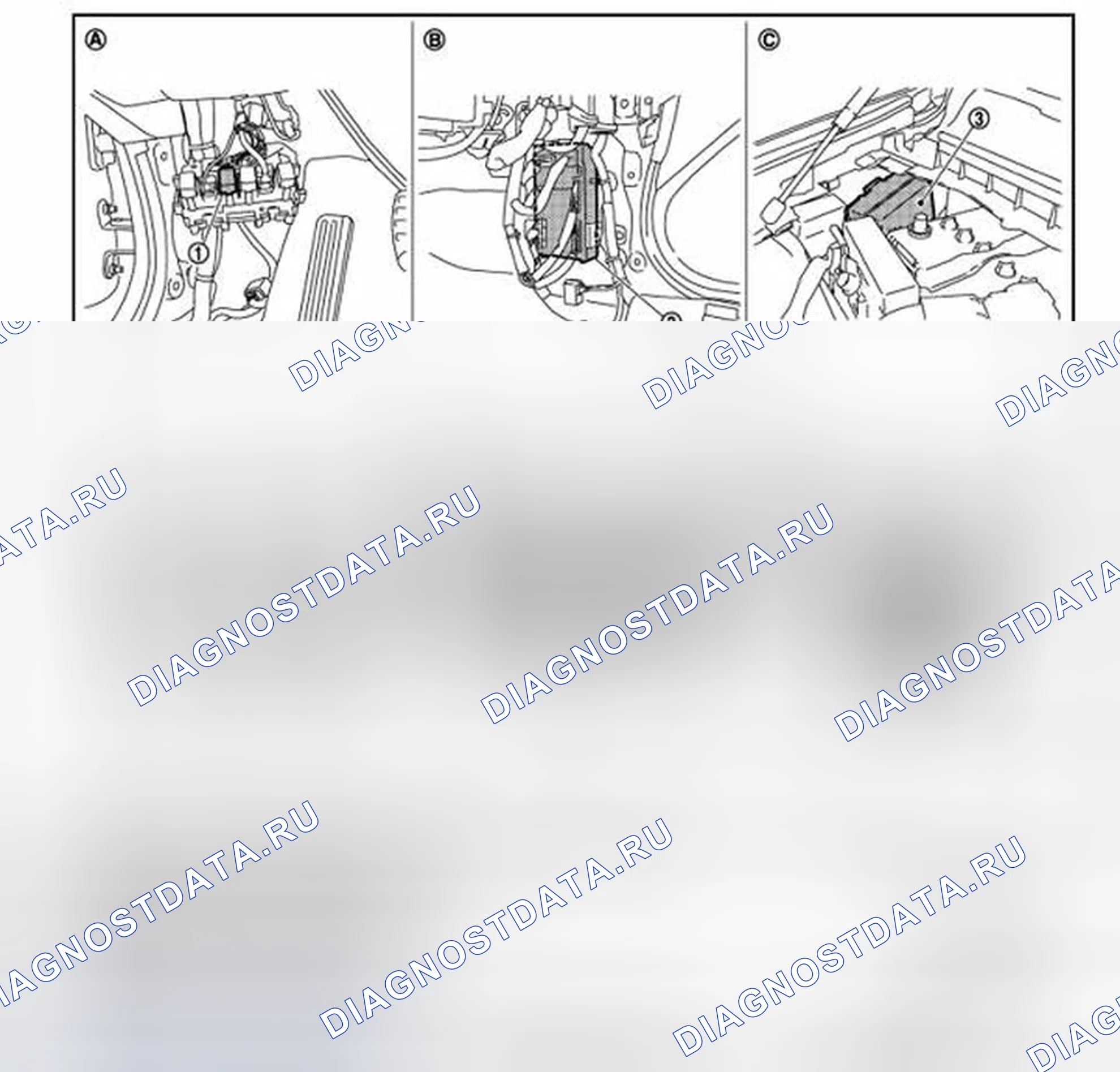 Рис. 9: Расположение компонентов. Infiniti FX50 II