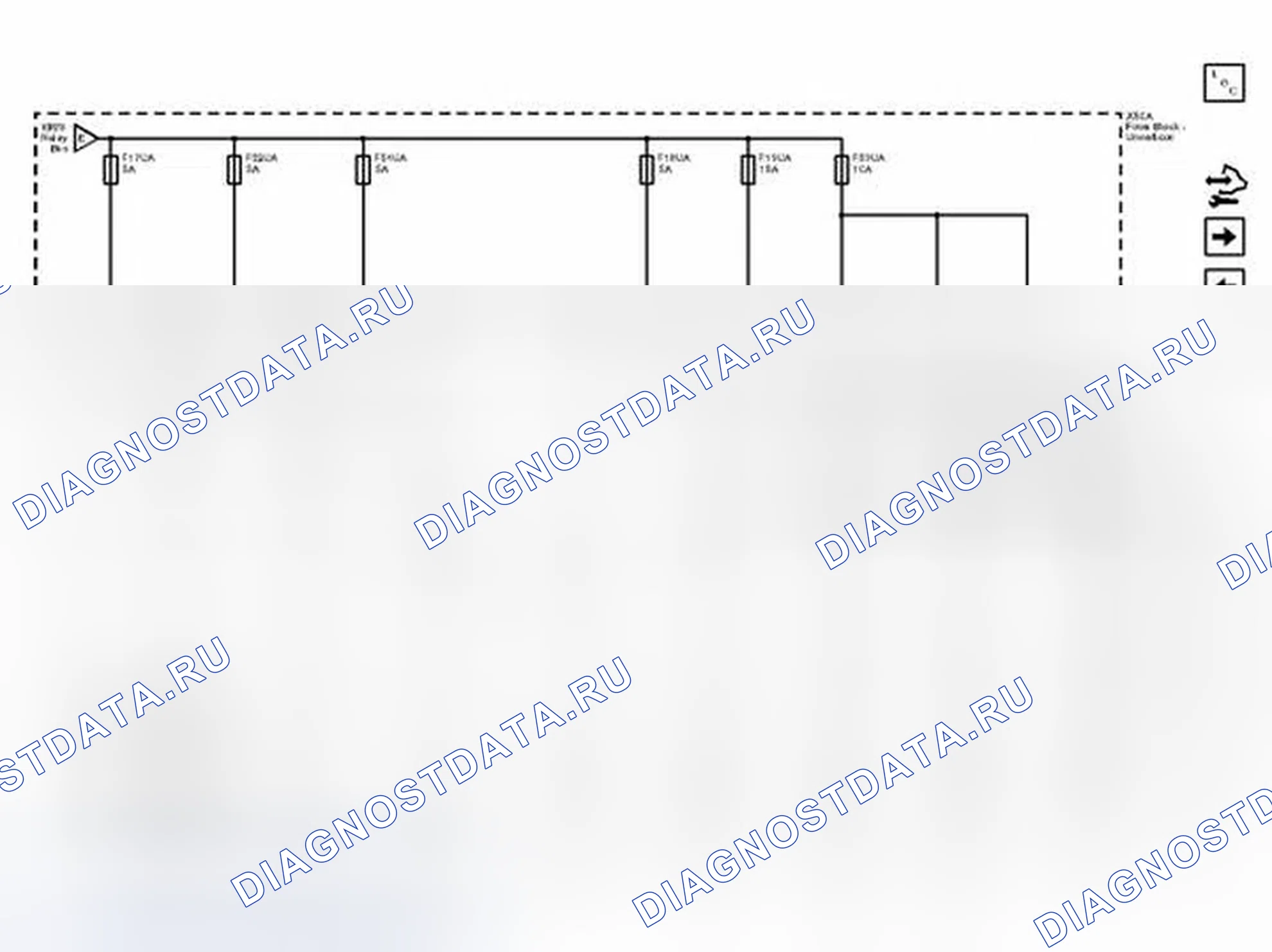 Рис. 85: Предохранители F17UA, F18UA, F19UA, F52UA, F53UA и F54UA. Chevrolet Malibu VIII рестайлинг