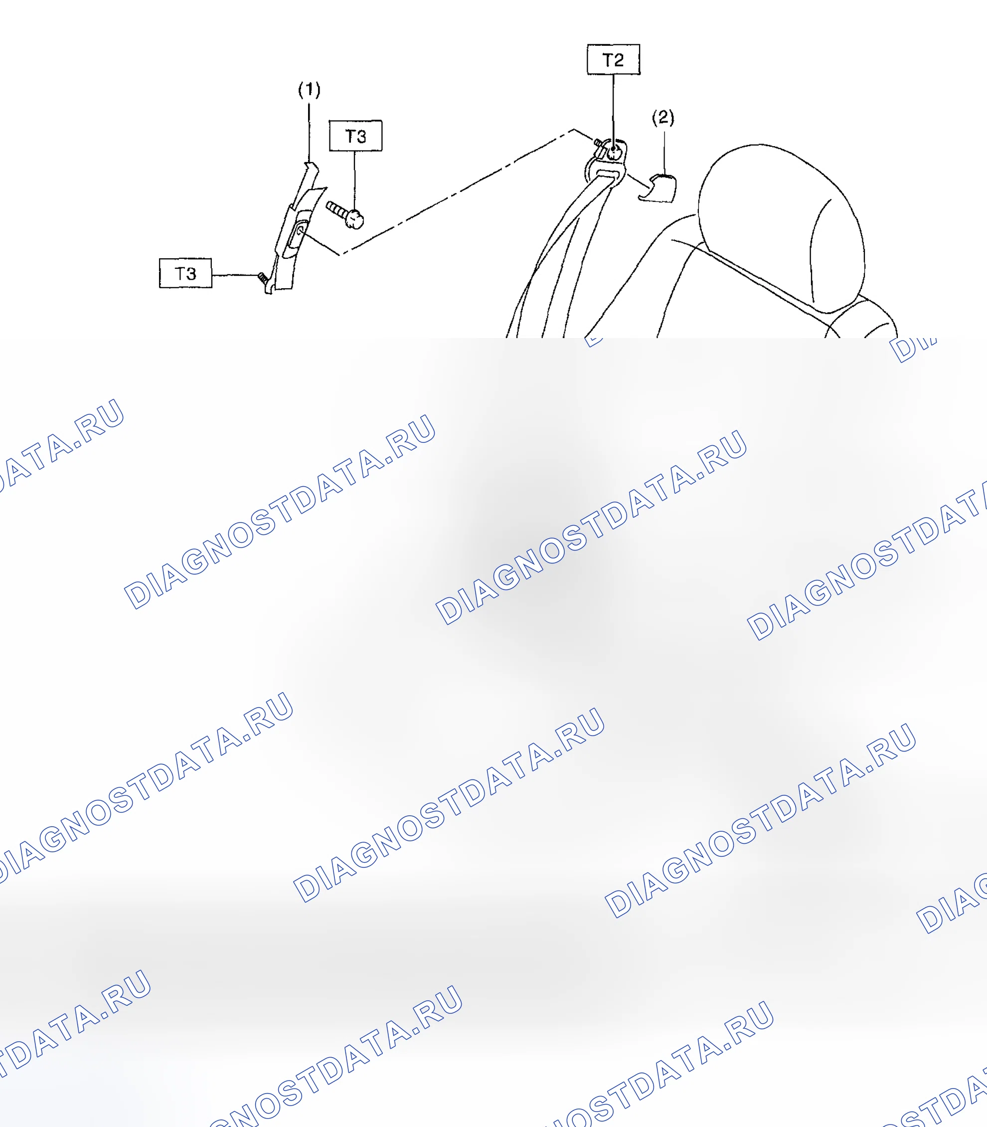 Рис. 1: ПЕРЕДНИЕ РЕМНИ БЕЗОПАСНОСТИ. Subaru Impreza WRX GD/GG рестайлинг