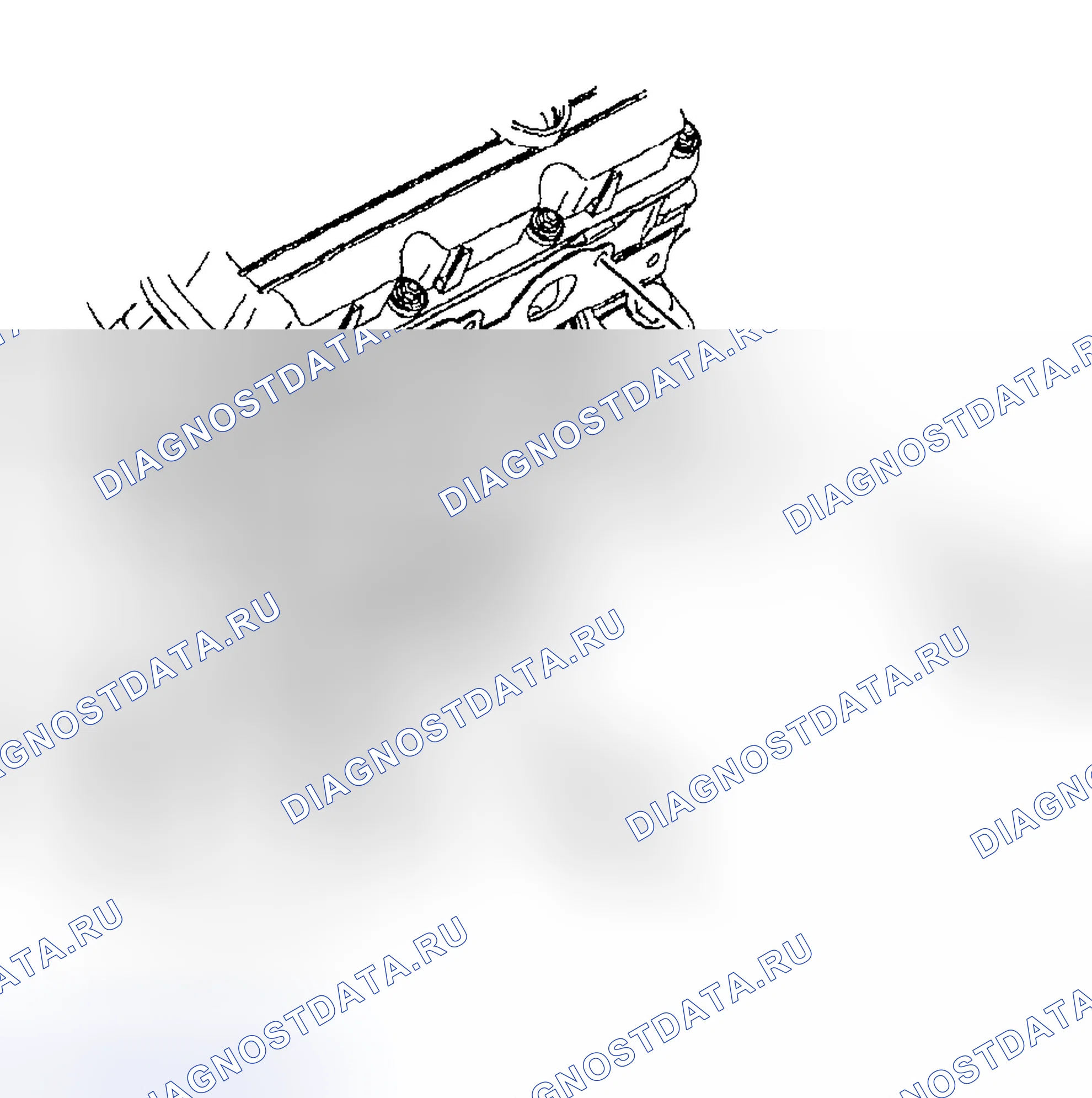 Рис. 444: Монтаж выпускного коллектора - слева (C, H, W). Hyundai Veracruz I