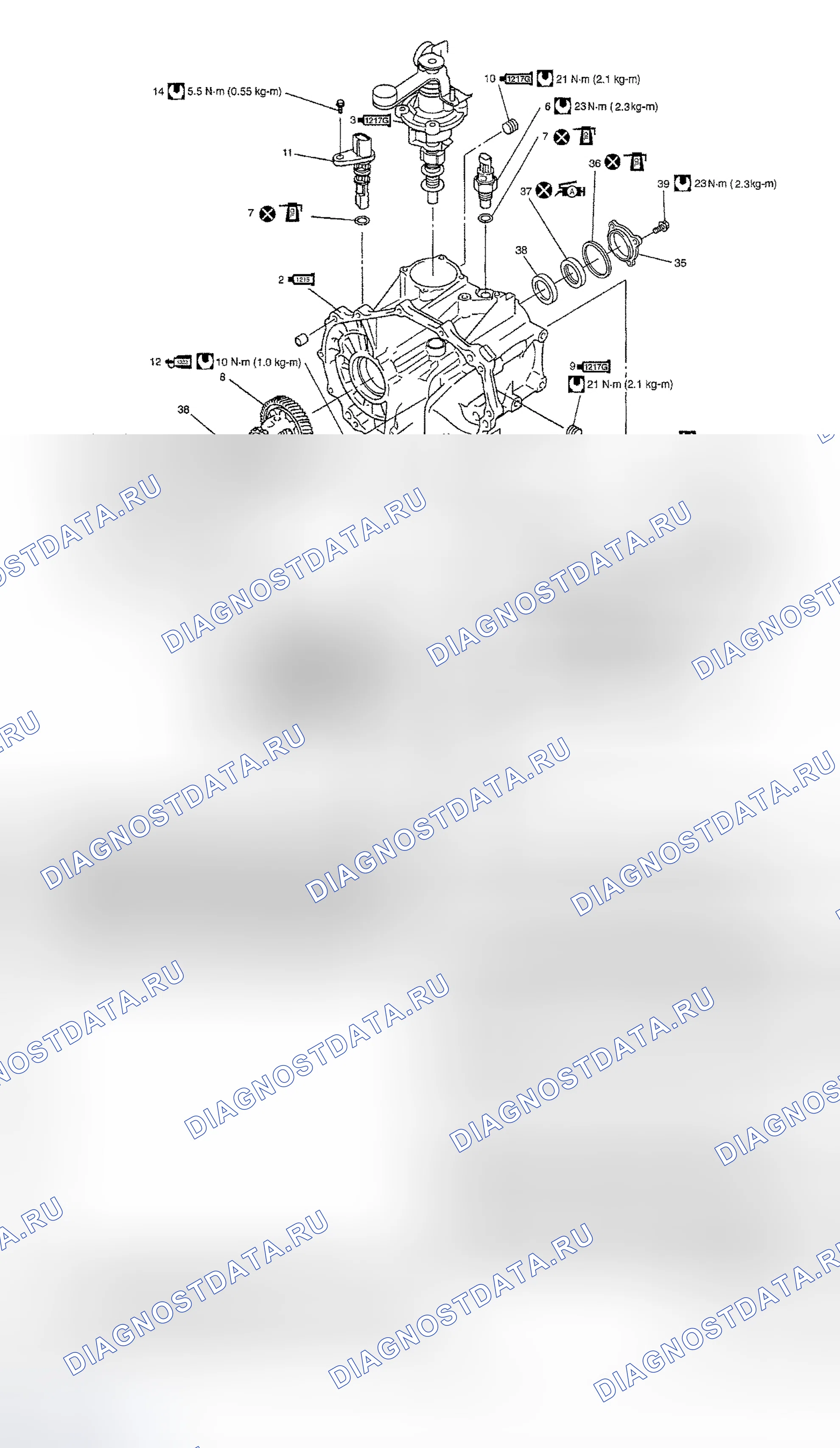 Рис. 22: Компоненты ручной сборки трансмиссия. Suzuki Aerio I