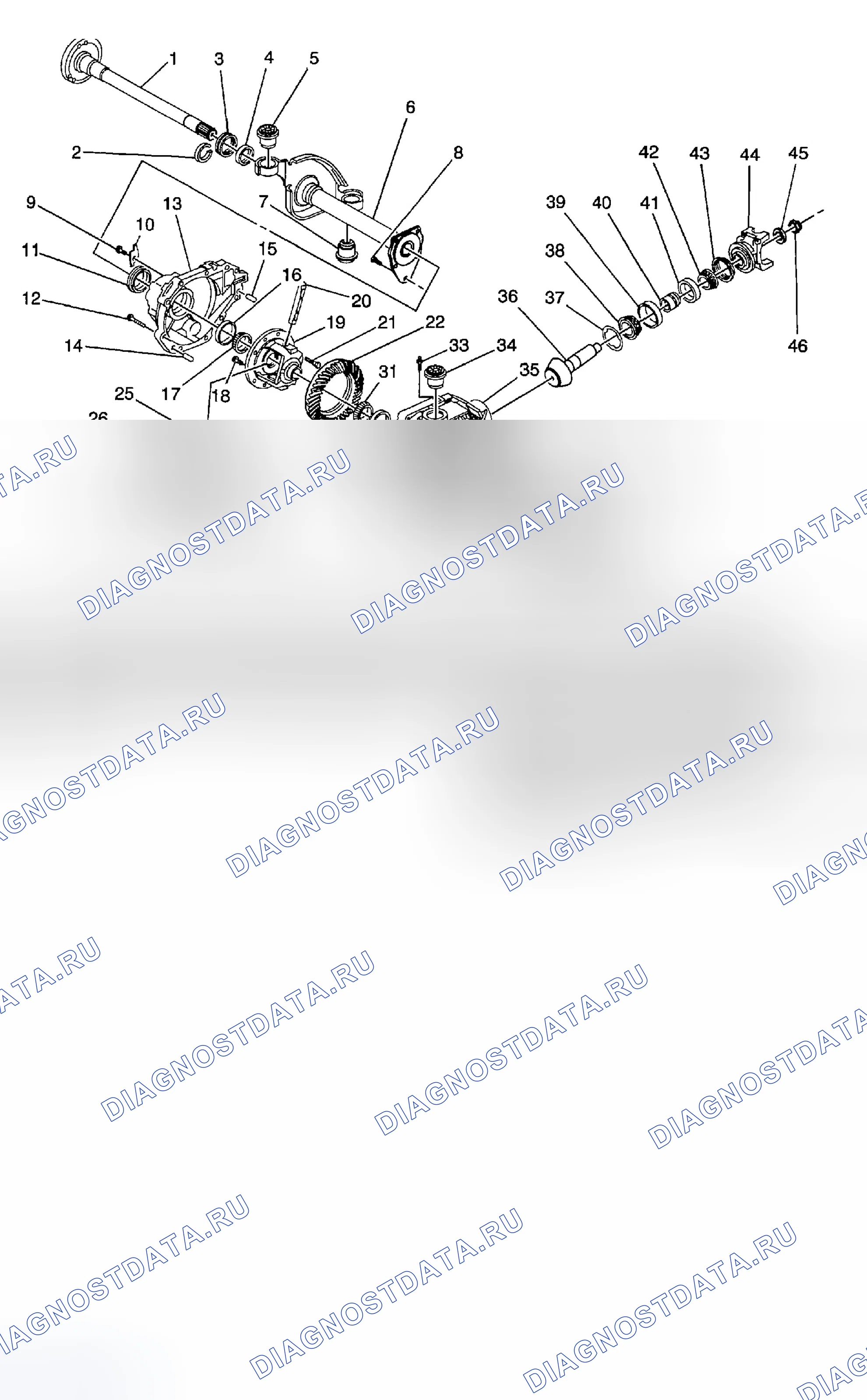 Рис. 3: Разборные виды передней приводной оси. Chevrolet Chevy Express H2500 