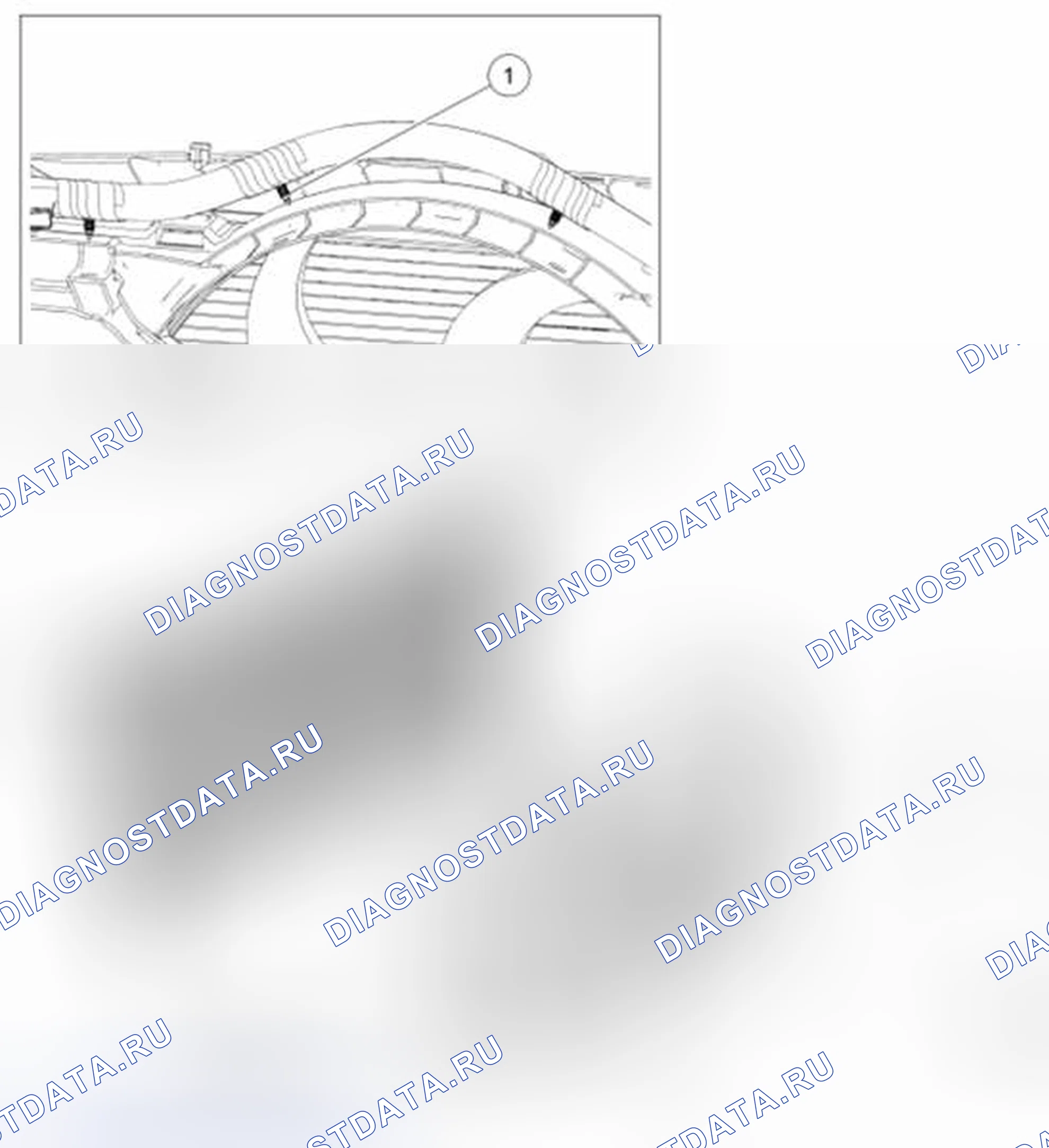 Рис. 38: Двигатель вентилятора охлаждения и кожух - 3,5 л, 3,7 л. Hyundai Kona I