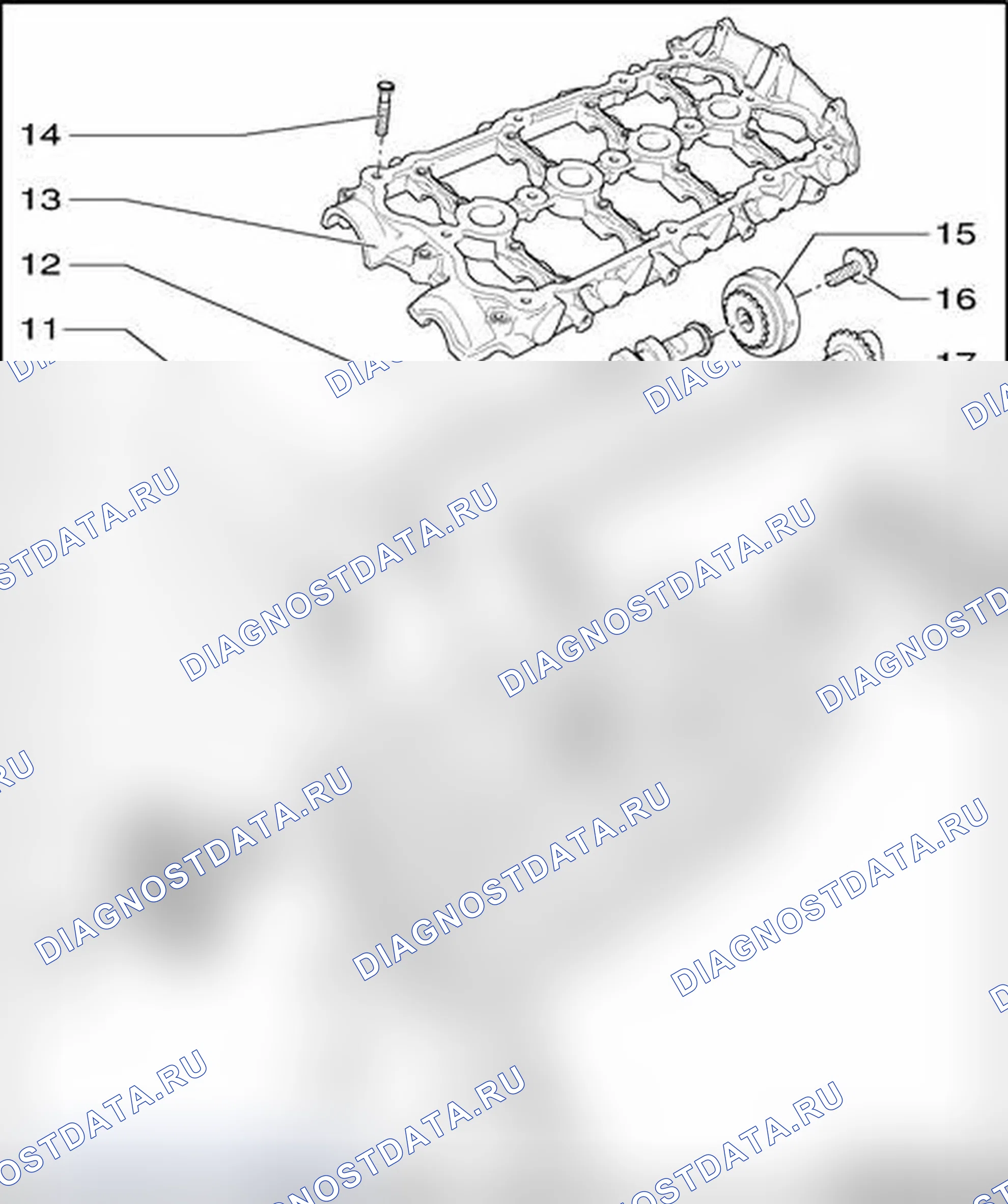 Рис. 547: Головка цилиндров, распределительные валы, обзор. Audi A4 B7