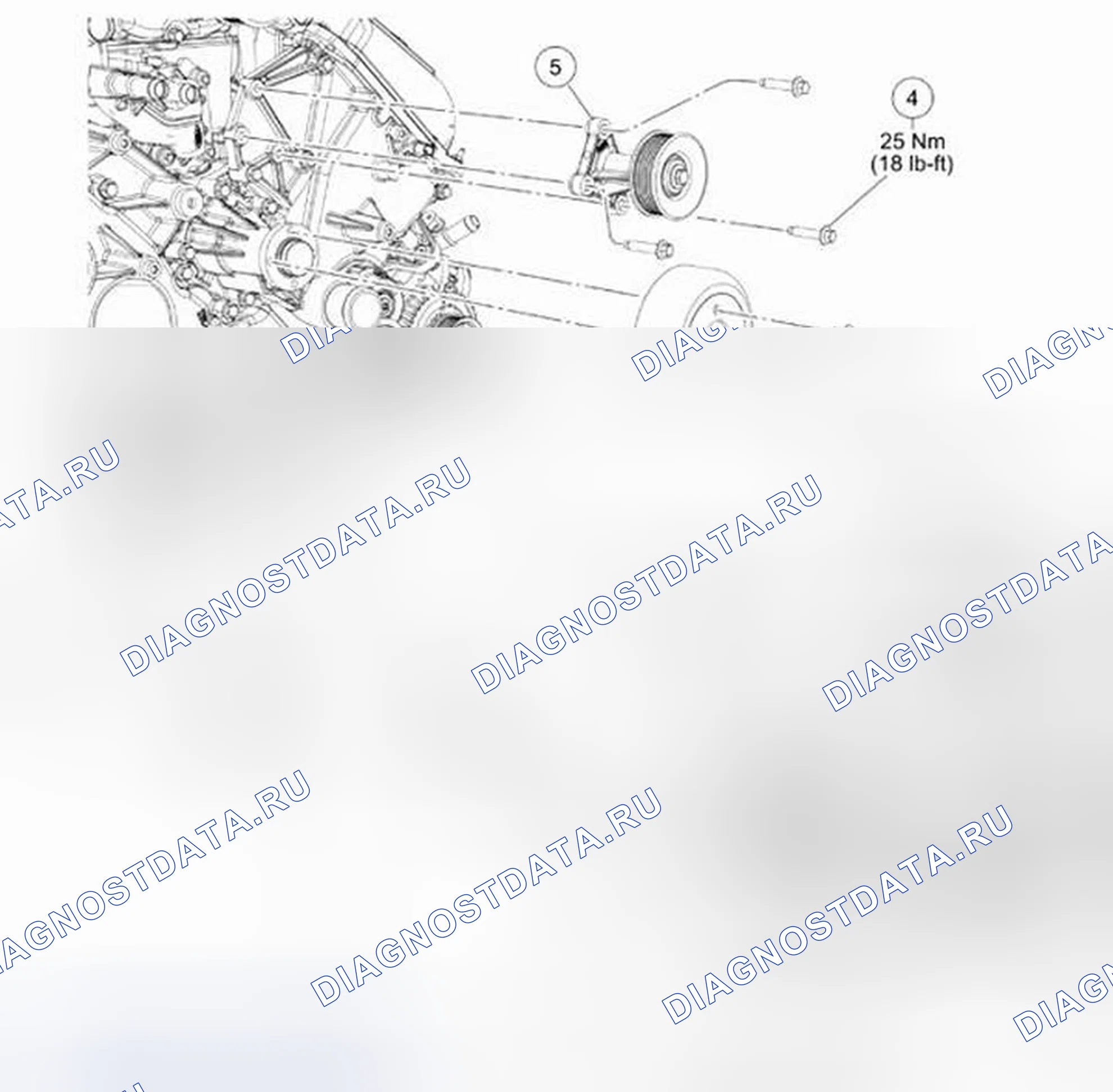 Рис. 864: Передняя крышка двигателя (Вид 2 из 4). Ford Mustang V рестайлинг 2