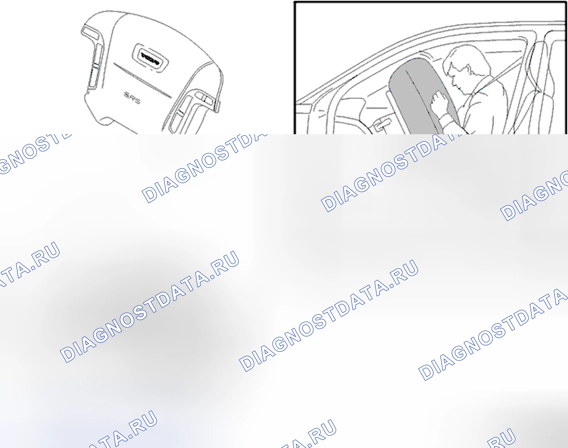 Рис. 262: Функция и компоненты подушки безопасности. Volvo V70 II