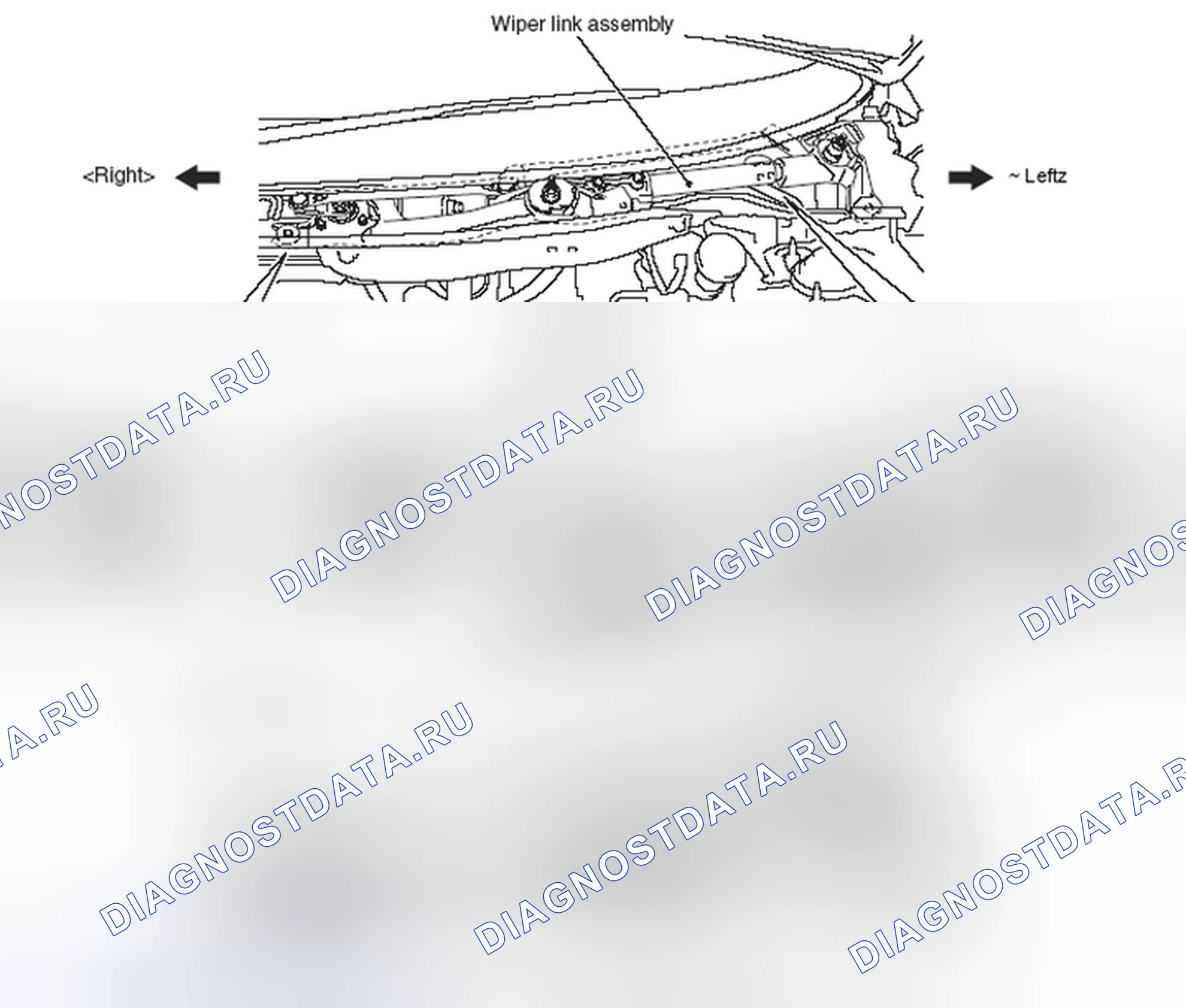 Рис. 47: < < A > > ДЕМОНТАЖ ЗВЕНА СТЕКЛООЧИСТИТЕЛЯ В СБОРЕ. Mazda MX-5 NB