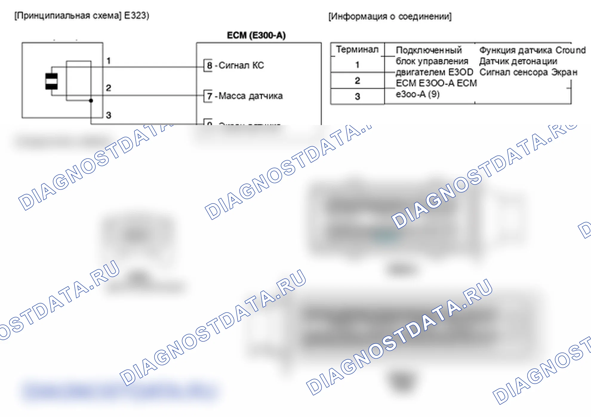 Фрагмент электросхемы: Датчик детонации. Hyundai i20 GB