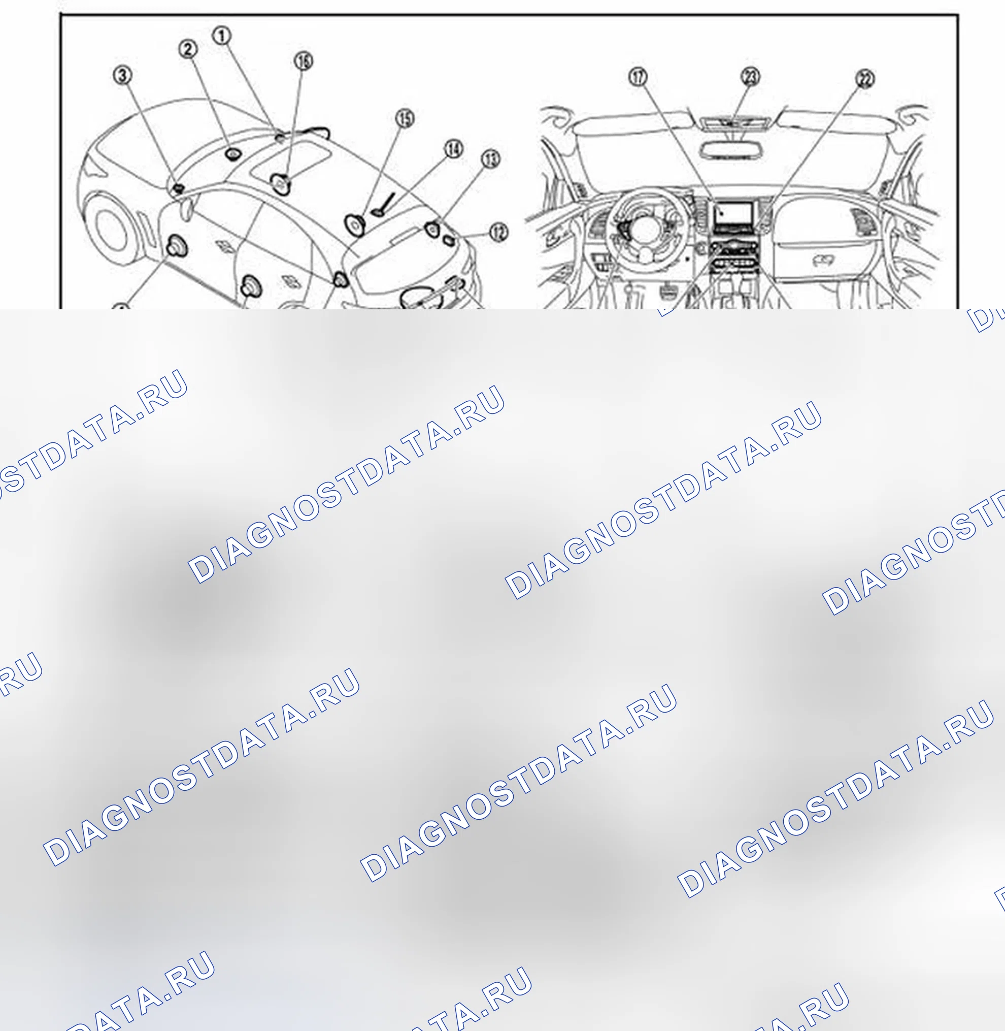 Рис. 159: Расположение компонентов. Infiniti FX35 II рестайлинг