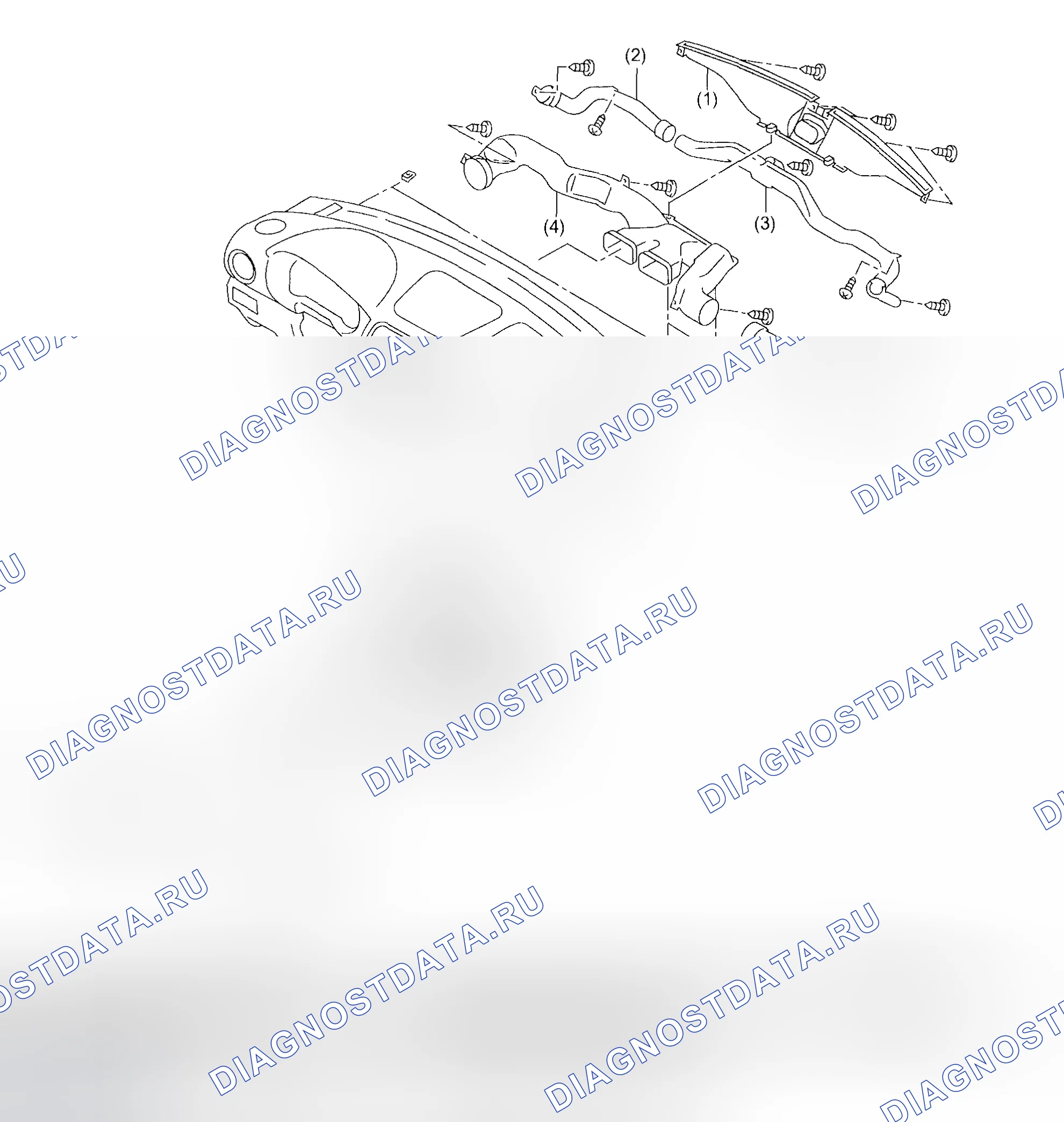 Рис. 63: ВОЗДУХОВОД НАГРЕВАТЕЛЯ. Subaru Impreza GD/GC/GG рестайлинг