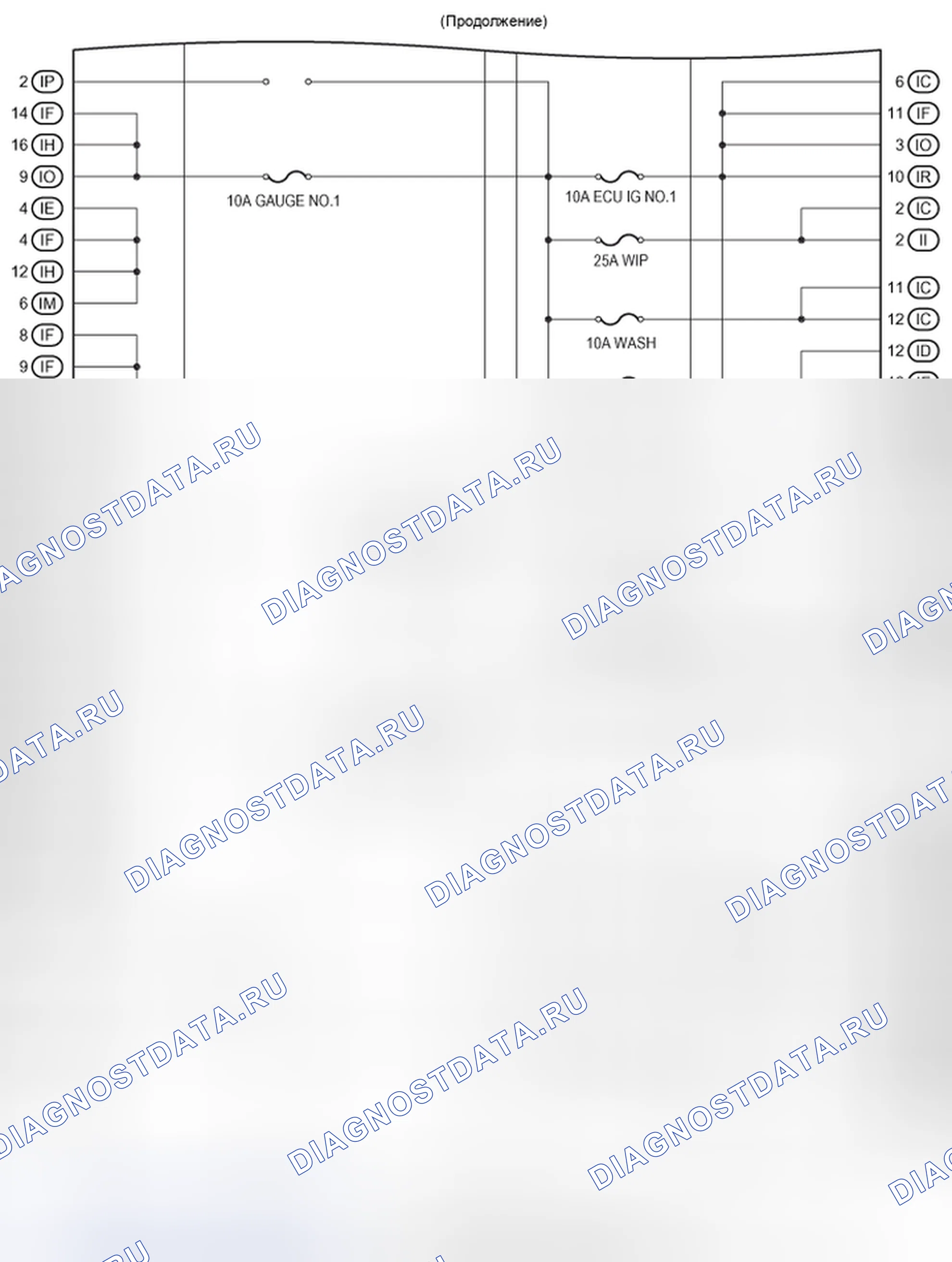 Рис. 307: Схема внутренней цепи J / B приборной панели (2 из 3). Toyota Camry XV40