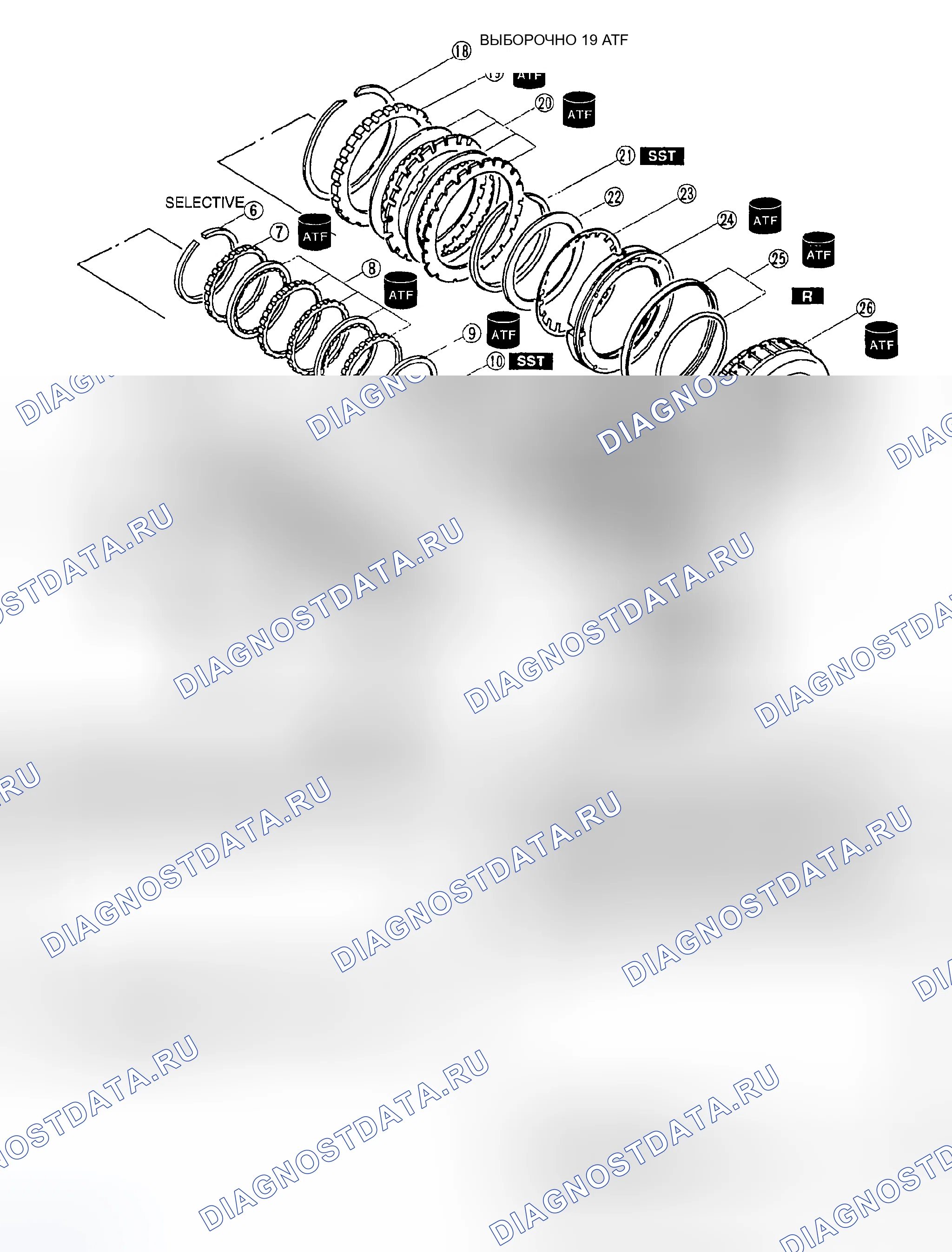 Рис. 120: РАЗБОРКА КОМПОНЕНТОВ СЦЕПЛЕНИЯ. Mazda MPV II