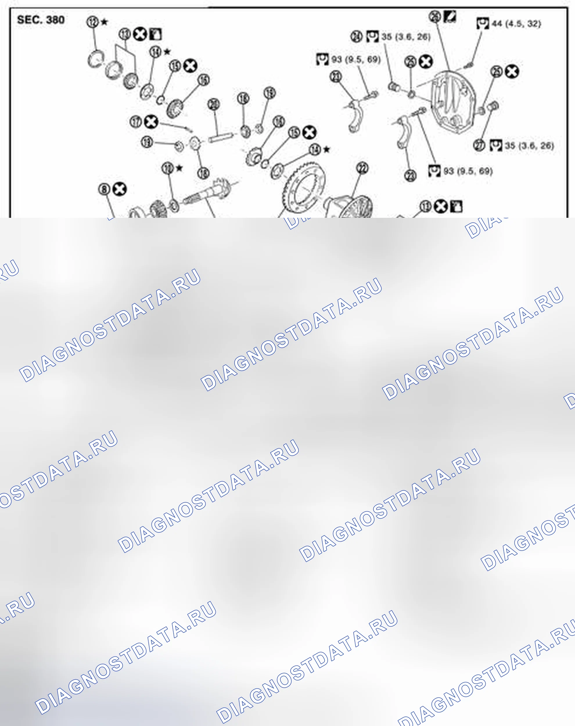 Рис. 201: AWD: Разнесенный вид. Infiniti FX37 II рестайлинг