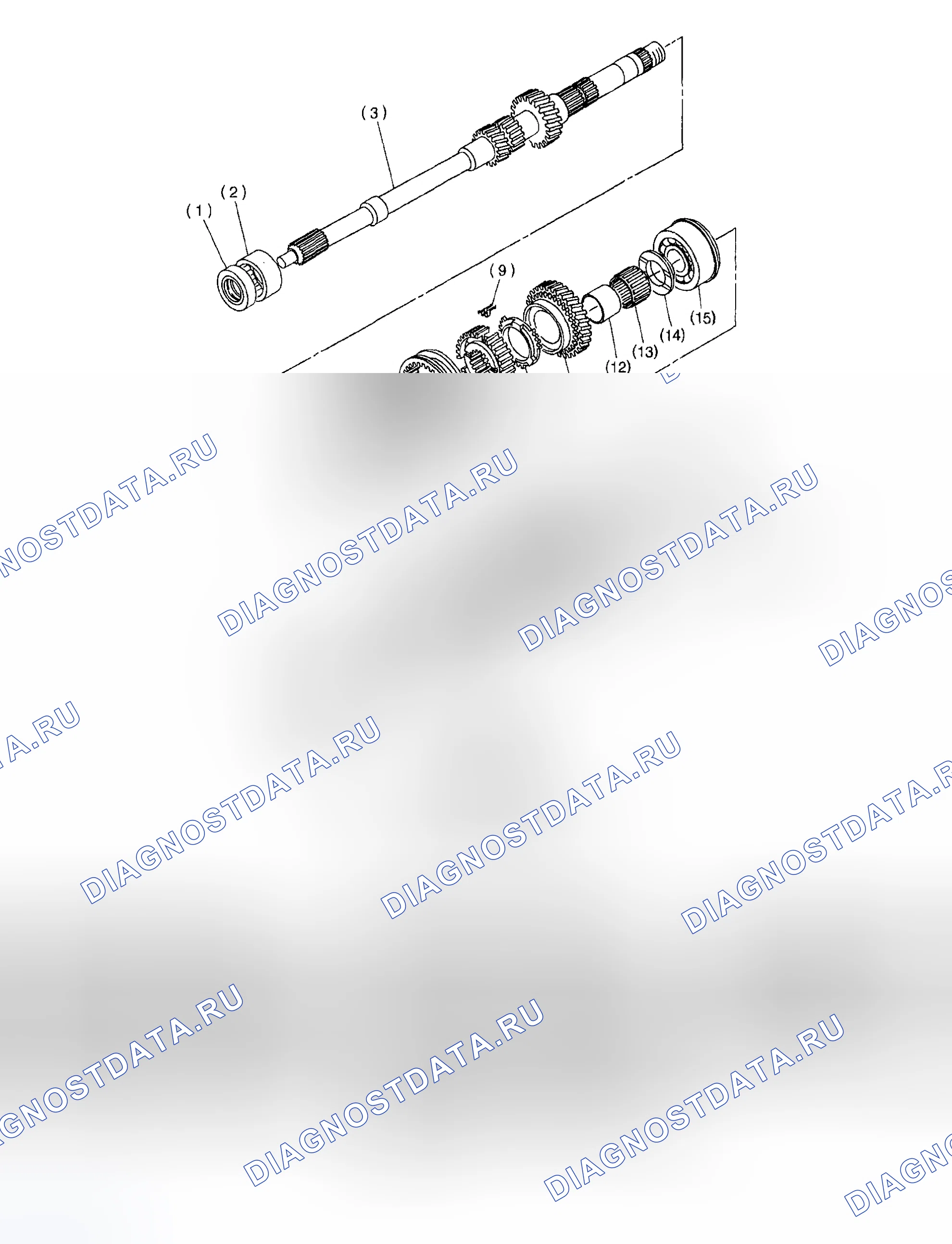 Рис. 178: ГЛАВНЫЙ ВАЛ В СБОРЕ. Subaru Impreza GD/GC/GG