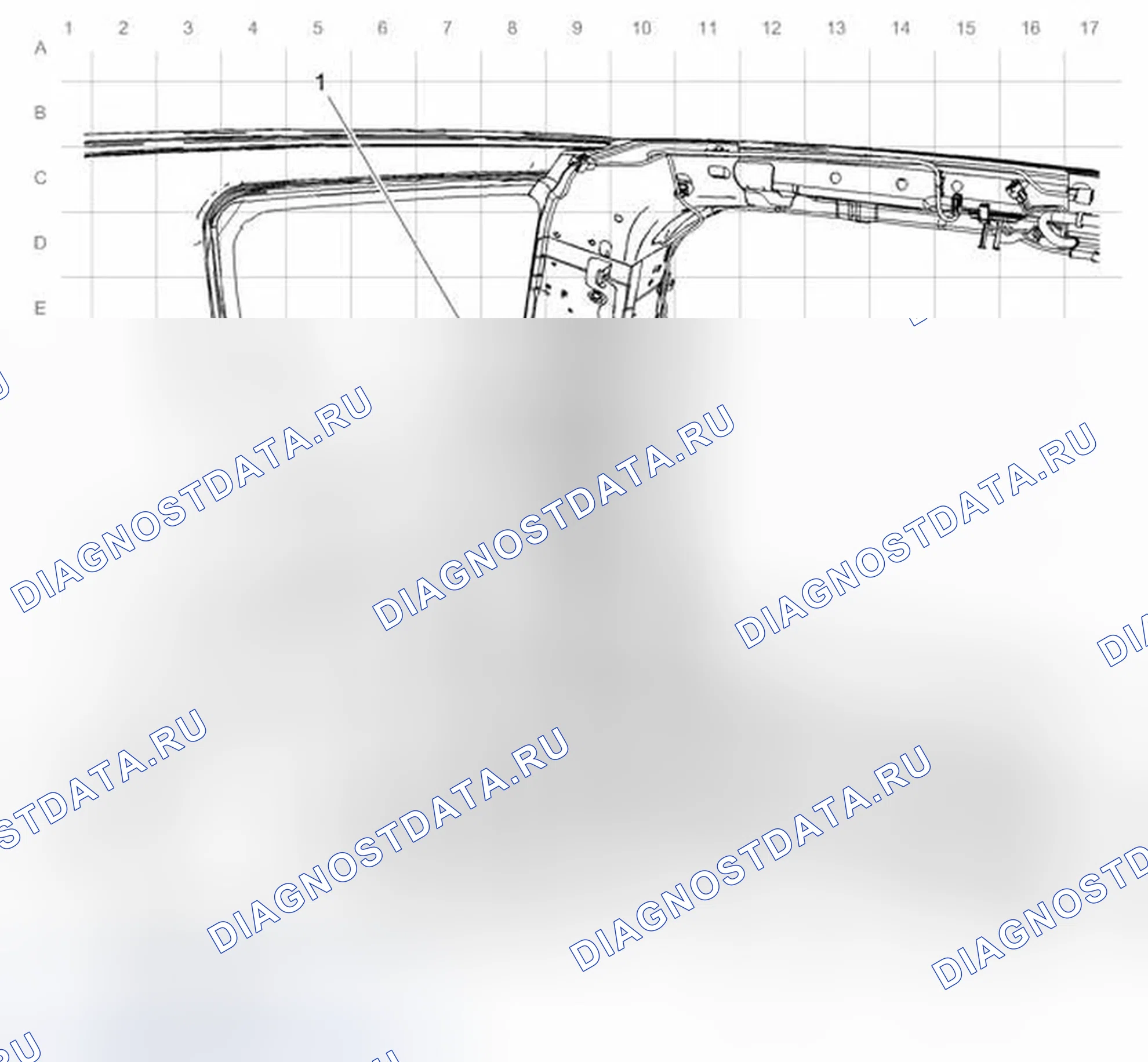 Рис. 54: Прокладка страховочных ремней - правый задний пассажирский салон. GMC Acadia I рестайлинг