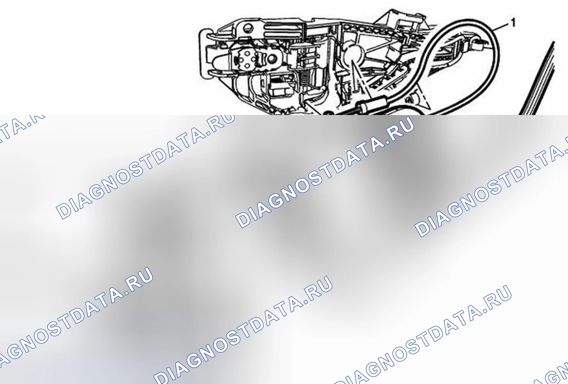 Рис. 30: Замена кабеля внешней ручки двери с передней стороны. Cadillac ATS I