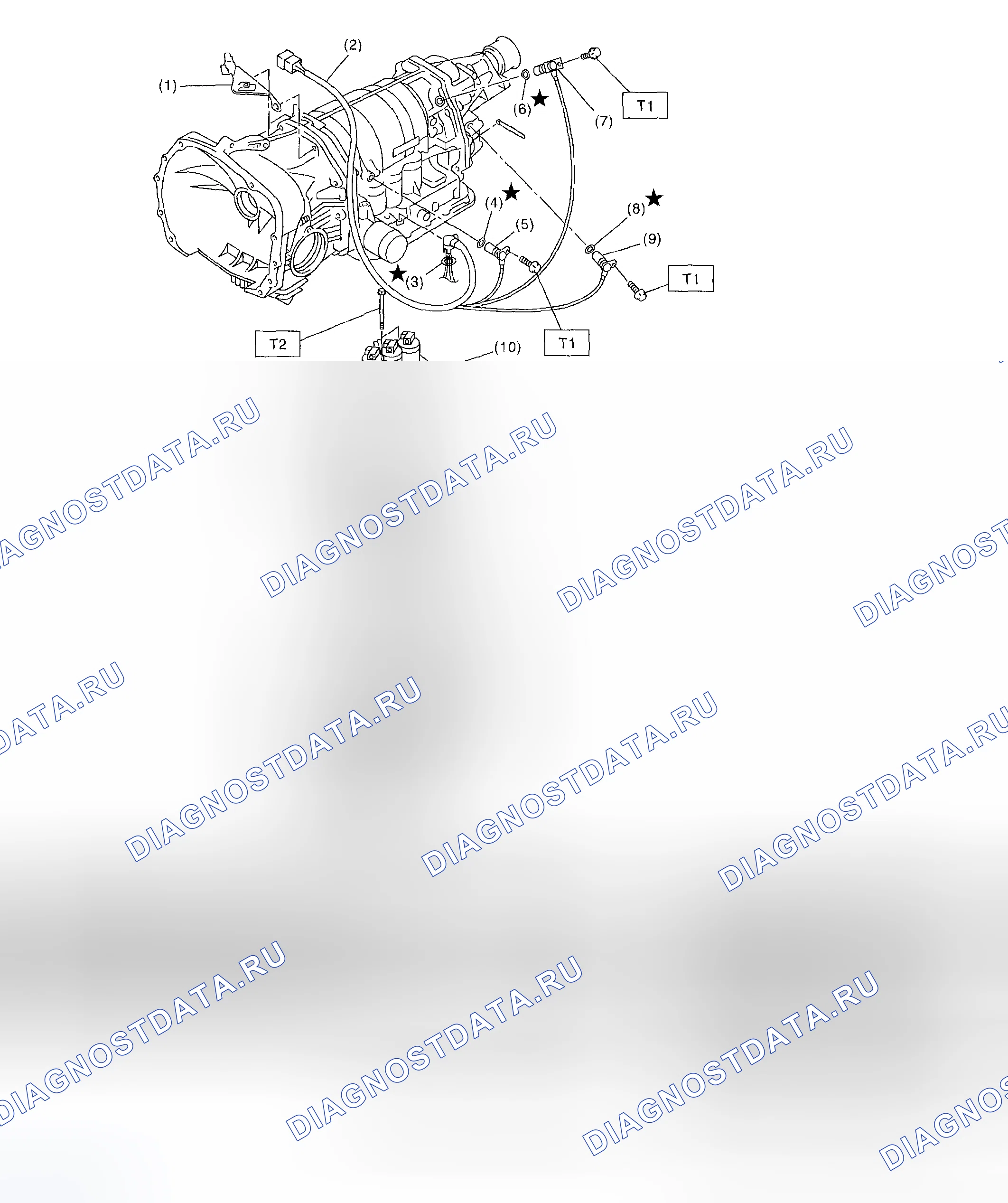 Рис. 110: РАЗВОДКА УПРАВЛЯЮЩЕГО КЛАПАНА И ЖГУТА. Subaru Forester SG