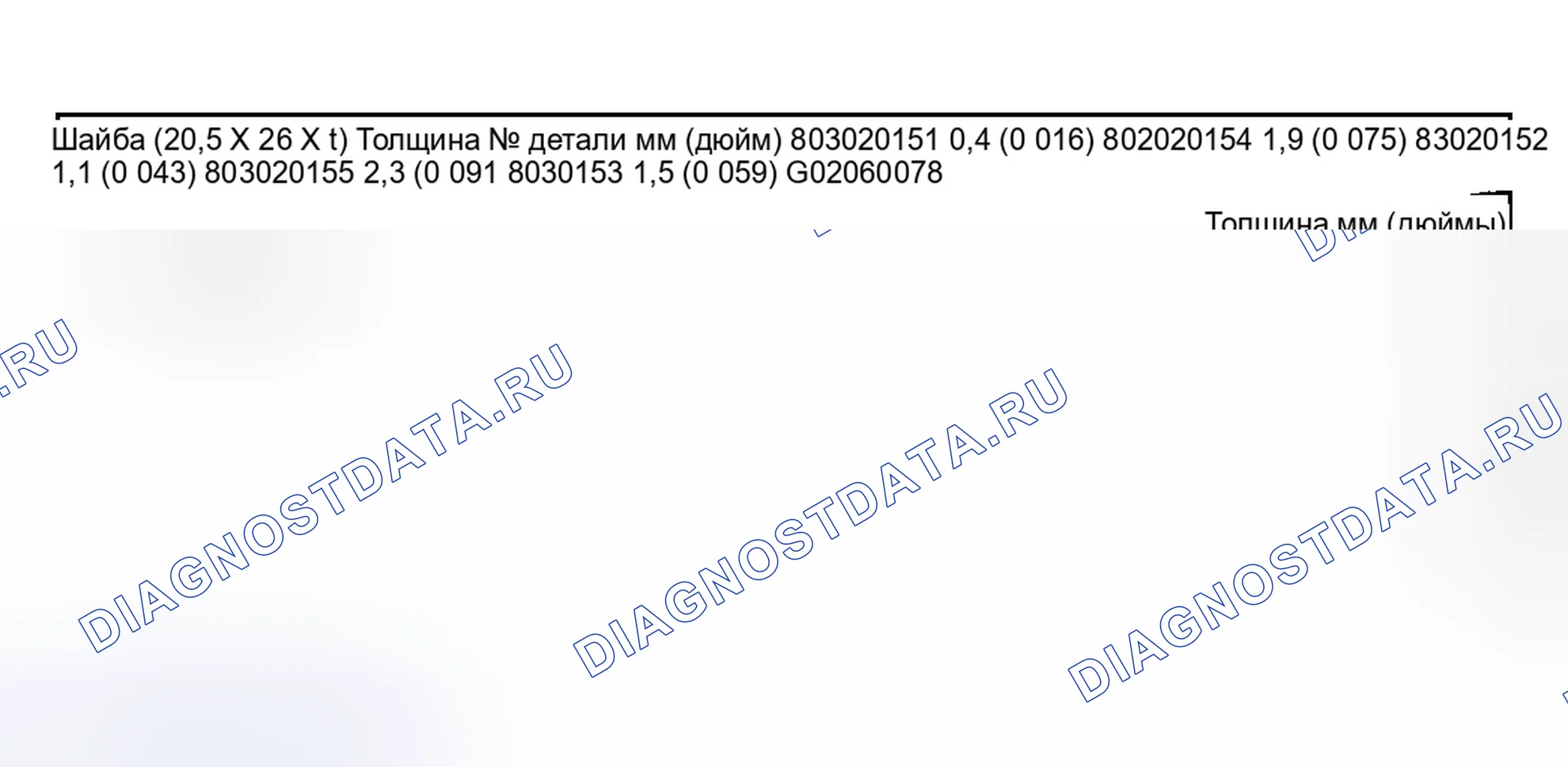 Рис. 165: Регулировочная схема шайбы (20,5 X 26 X T). Subaru Impreza GD/GC/GG