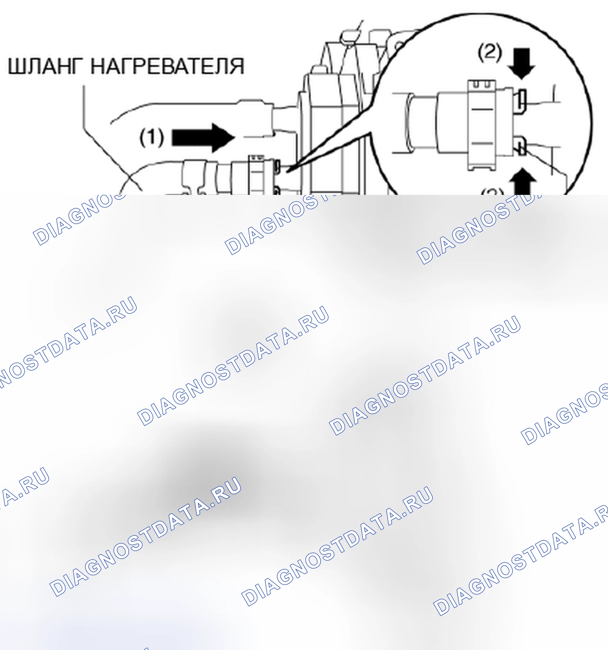 Рис. 97: Примечание по демонтажу шланга нагревателя. Mazda 3 BL рестайлинг