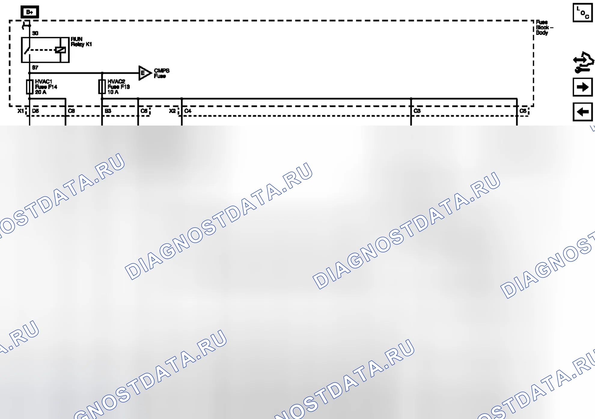 Рис. 164: Предохранители HVAC1 и HVAC2. GMC RV Cutaway G3500 