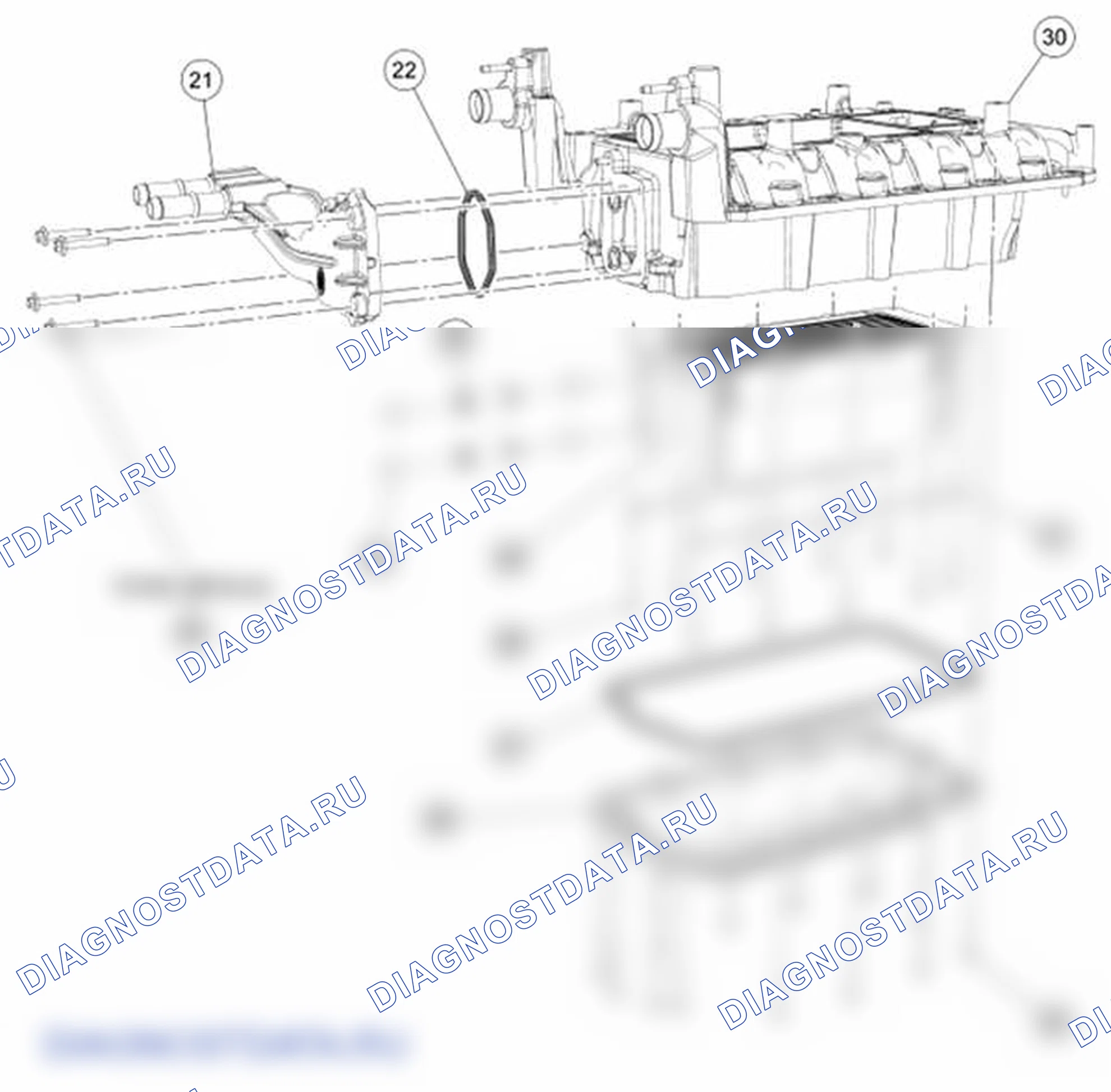 Рис. 1814: Впускной коллектор в сборе (Вид 3 из 3). Ford Mustang V рестайлинг